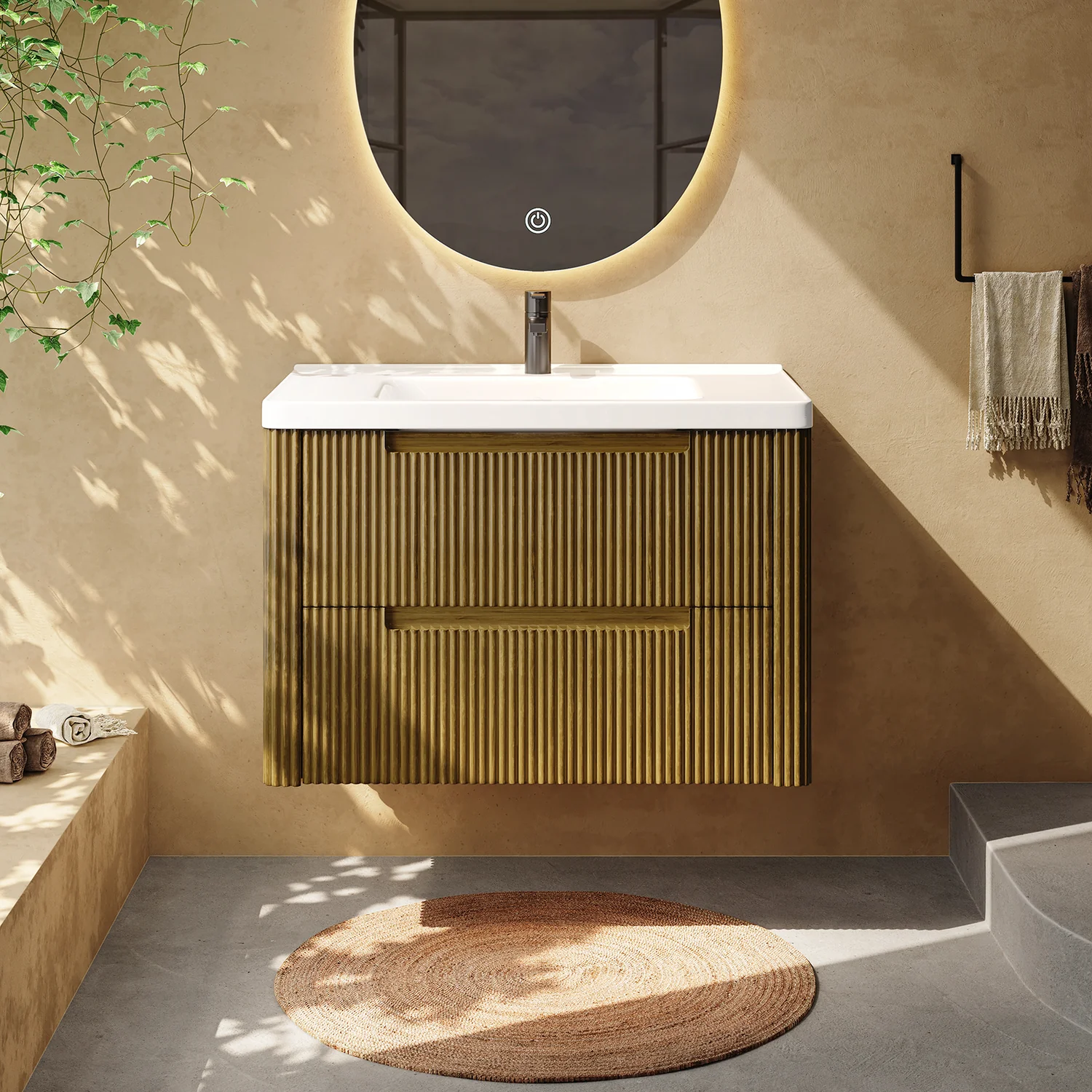 Stylish 32 Bathroom Vanity with Sink Combo Wall Mounted Floating Vanity with Soft-Close Drawers32 Bathroom Vanity with Sink Combo Wall Mounted Floating Vanity with Soft-Close Drawers Dependable