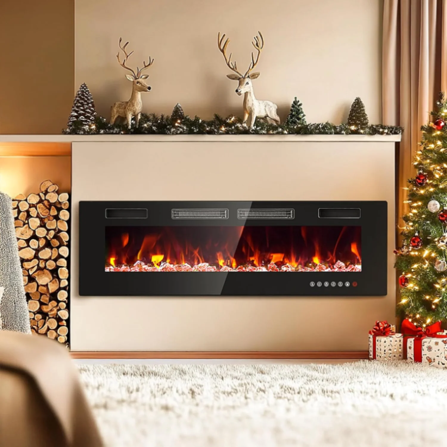 Long-Lasting Electric Fireplace Insert Ultra-Thin Fireplace Heater Recessed and Wall Mounted Fireplace with Remote Control Touch Screen Timer Adjustable Flame Color 750W 1500WElectric Fireplace Insert Ultra-Thin Fireplace Heater Recessed and Wall Mounted Fireplace with Remote Control Touch Screen Timer Adjustable Flame Color 750W 1500W First-Class