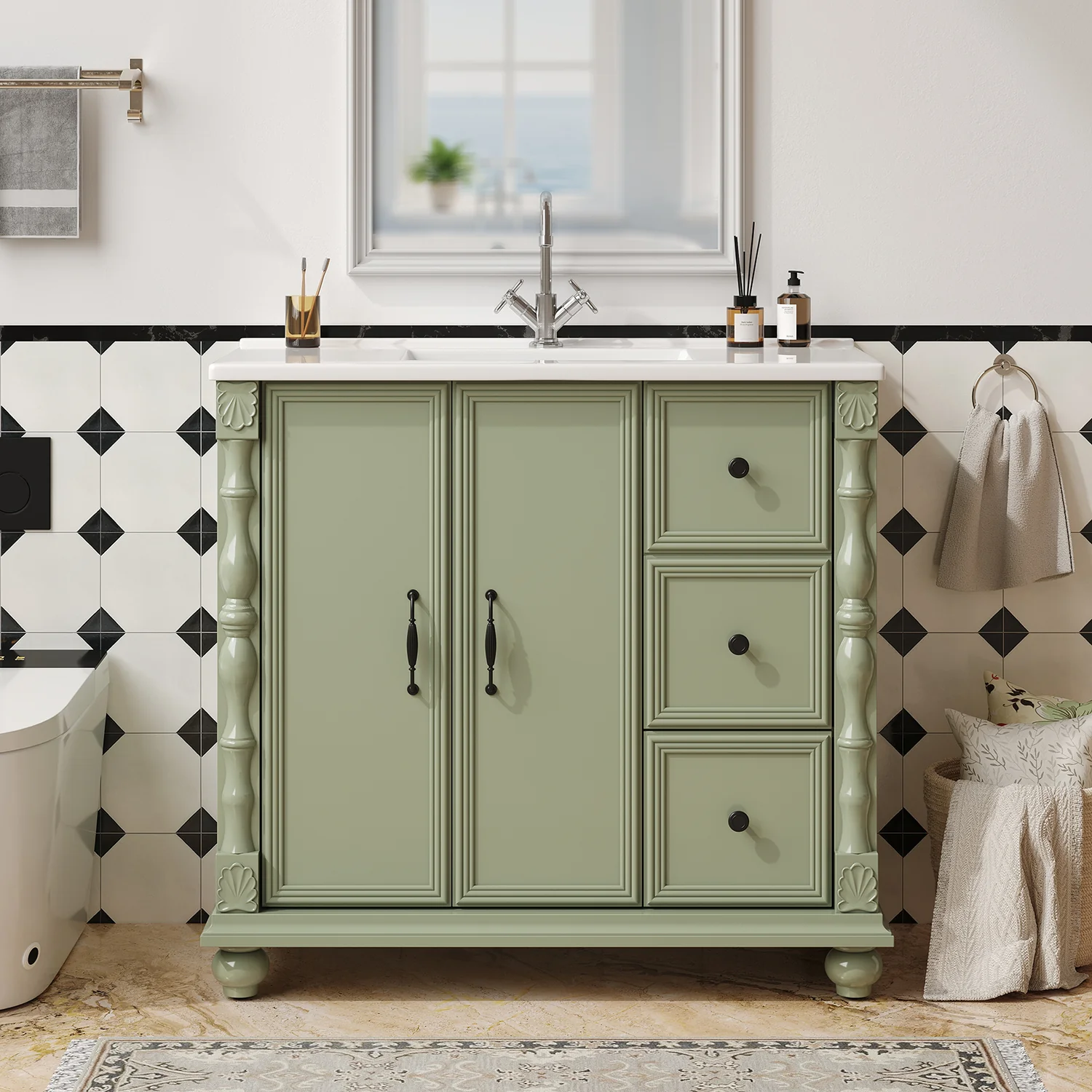 Durable Discontinued 36 Inch standing Bathroom Vanity with Sink Bathroom Storage Cabinet with Soft-Close Drawers and Doors Discontinued 36 Inch standing Bathroom Vanity with Sink Bathroom Storage Cabinet with Soft-Close Drawers and Doors Innovative