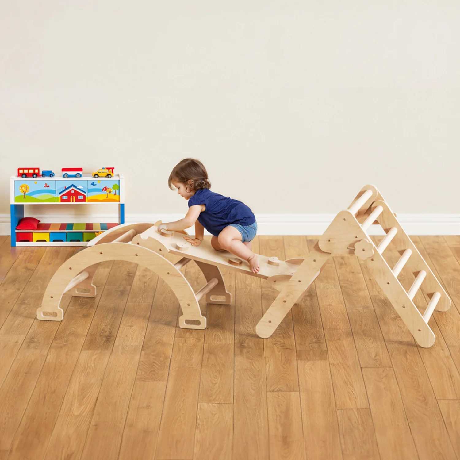 Smart Wooden Climbing Toys 3 in 1 Foldable Pikler Triangle Climber with a RampWooden Climbing Toys 3 in 1 Foldable Pikler Triangle Climber with a Ramp Green