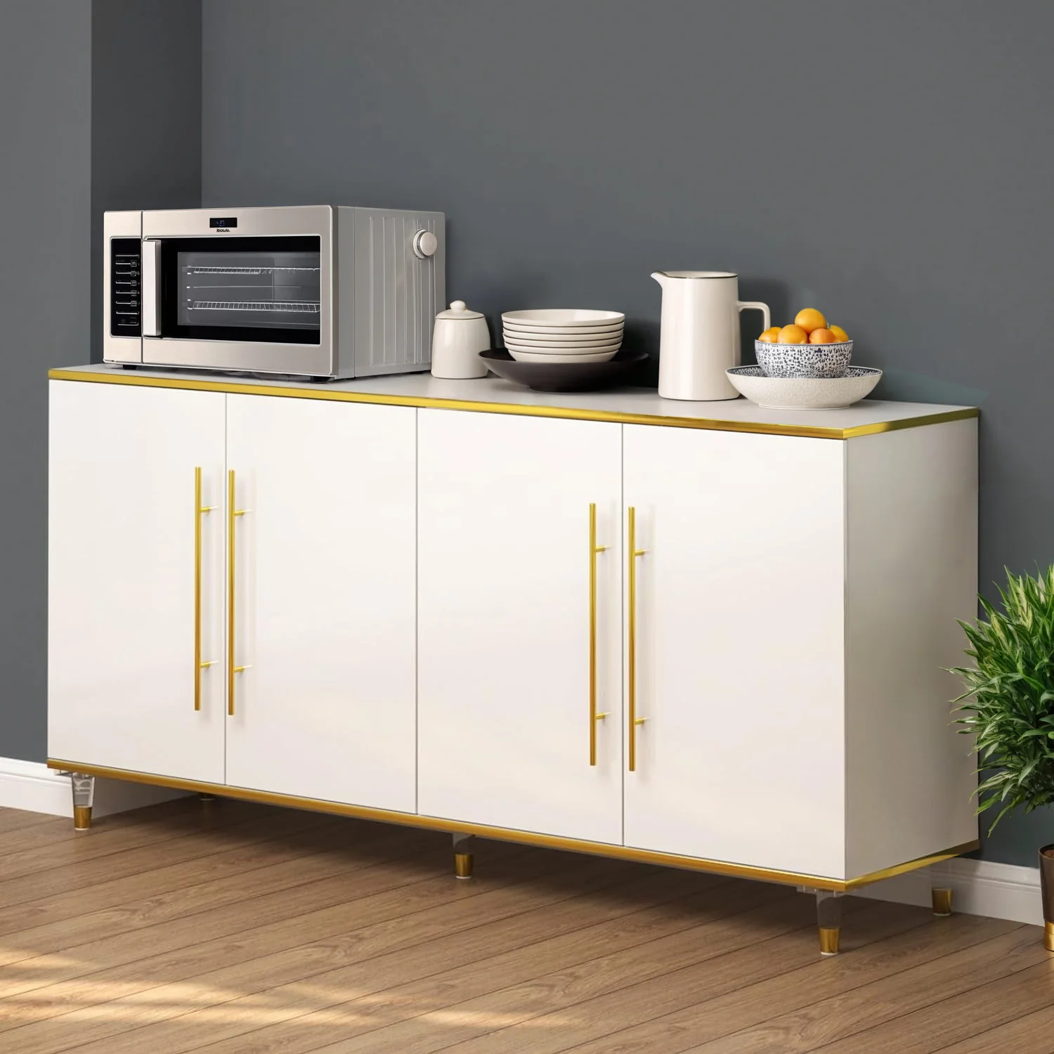 Carefully Designed Buffet Cabinet Console Table High Glossy Sideboard Cabinet with Adjustable ShelfBuffet Cabinet Console Table High Glossy Sideboard Cabinet with Adjustable Shelf Proven
