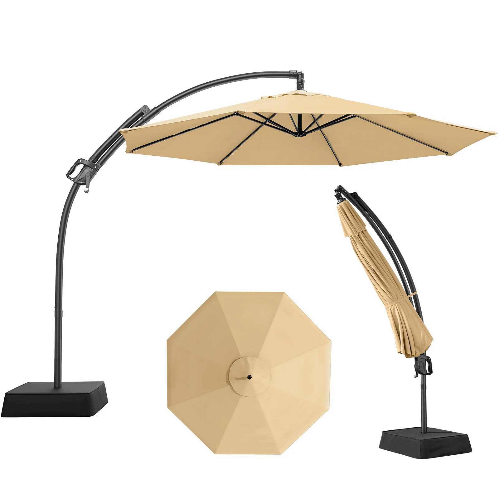 Authentic 10 FT Outdoor Patio Umbrella with Base Included Cantilever Umbrella Offset Umbrella for Pool Backyard Garden and Deck10 FT Outdoor Patio Umbrella with Base Included Cantilever Umbrella Offset Umbrella for Pool Backyard Garden and Deck Eco-Friendly