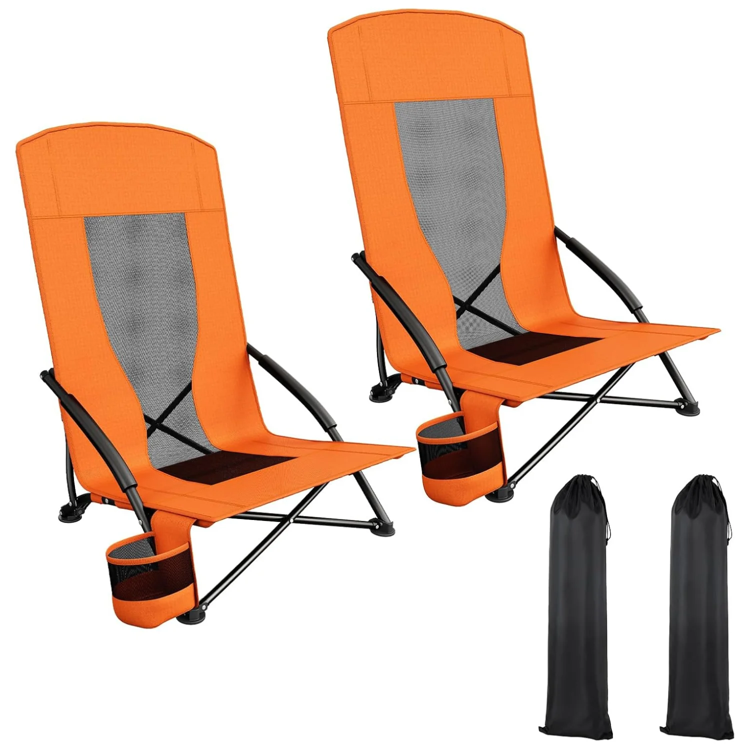Healthy Portable Beach Chairs for Adults 2 Pack Folding Low Beach Chair with Carry Bag Cup HolderPortable Beach Chairs for Adults 2 Pack Folding Low Beach Chair with Carry Bag Cup Holder Authentic