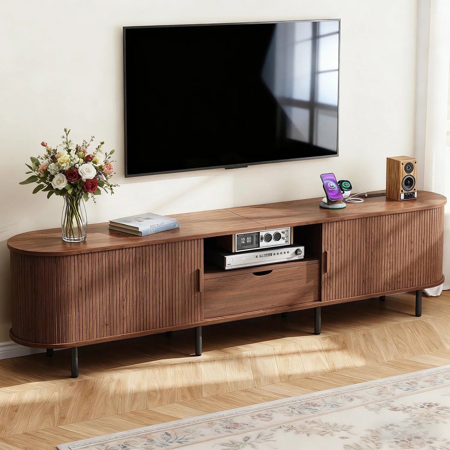 Selected 86 Inch TV Stand for T up to 90 Inch Entertainment Center with Charging Station Sliding Doors Drawer Adjustable Shelves86 Inch TV Stand for T up to 90 Inch Entertainment Center with Charging Station Sliding Doors Drawer Adjustable Shelves High-Grade