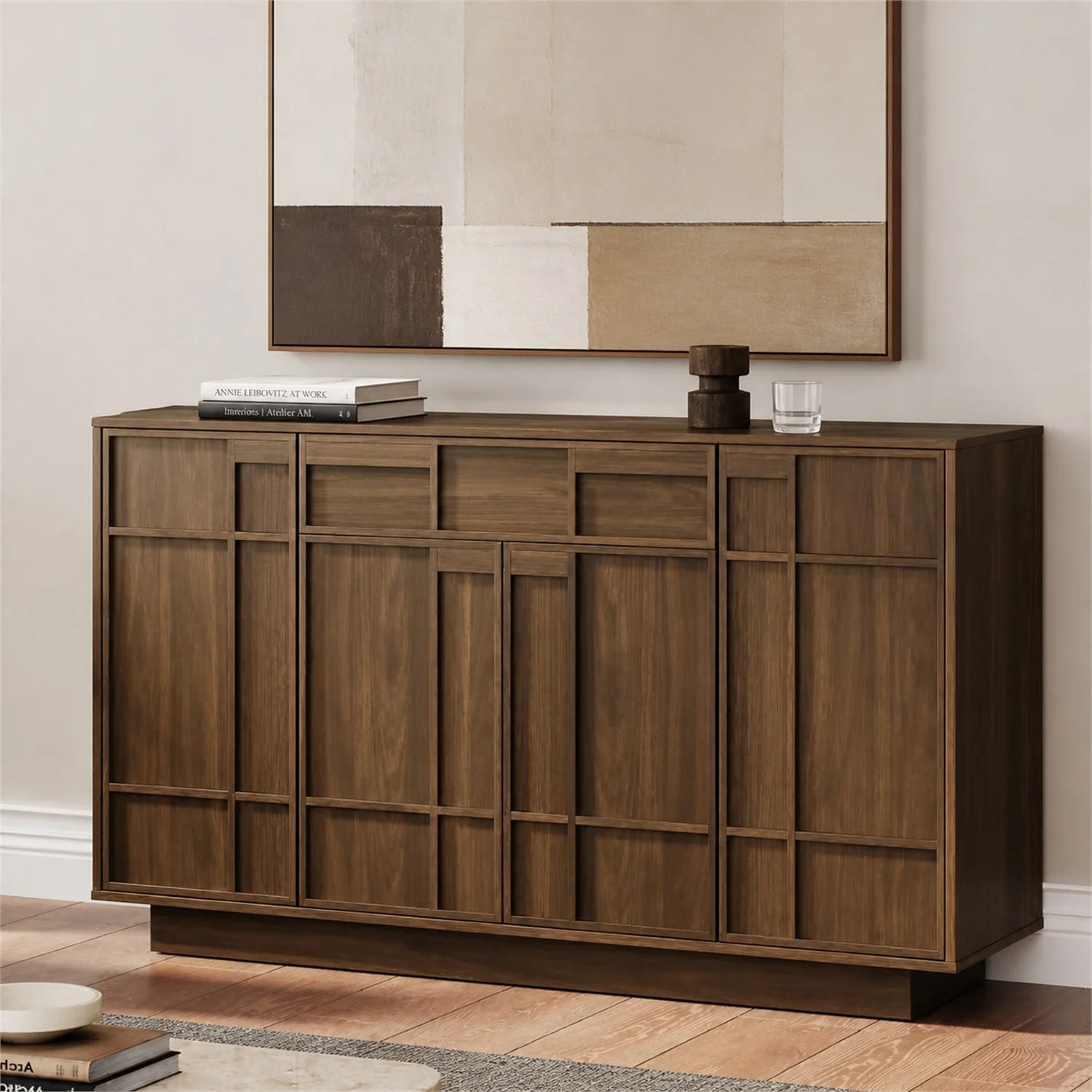 Verified 55-Inch Sideboard Buffet Cabinet Coffee Bar Storage Cabinet with Drawer and Built-In Lights55-Inch Sideboard Buffet Cabinet Coffee Bar Storage Cabinet with Drawer and Built-In Lights High-Quality