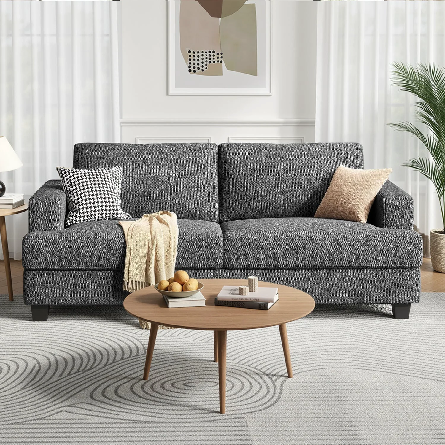 Consistent 84 Oversized Linen Loveseat with Extra Deep Seats Modern Sofa for Living Room84 Oversized Linen Loveseat with Extra Deep Seats Modern Sofa for Living Room Efficient