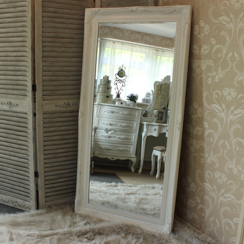 World-Class Extra Large White Antique Wall Floor Mirror 158cm x 78cm Unique