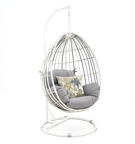 Selected New Moon Outdoor Hanging Egg Chair Grey Wicker Casual