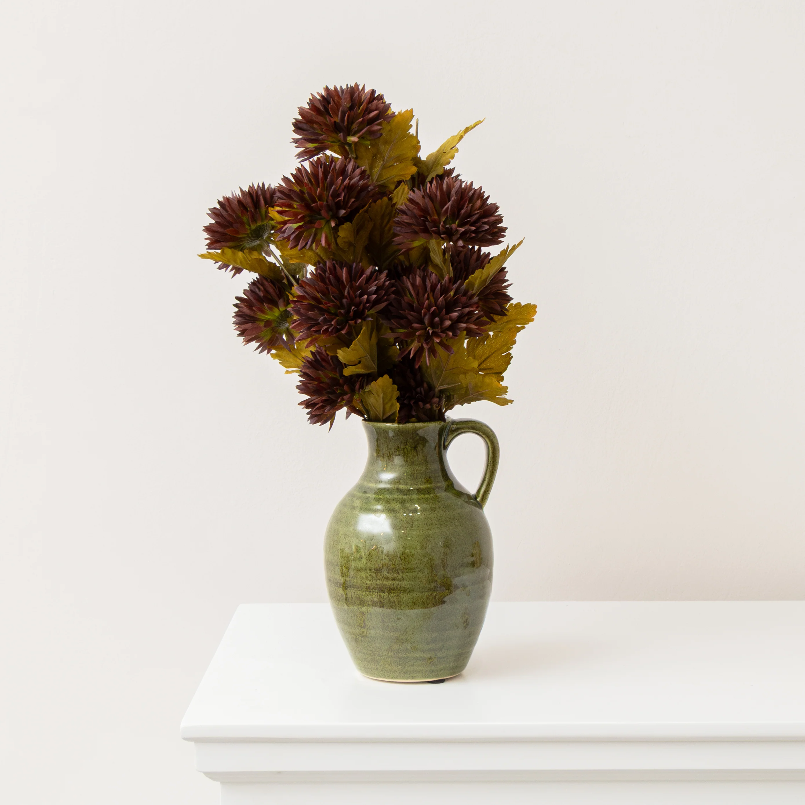 Certified Olive Green Speckled Ceramic Jug Vase - 19.5cm Environmentally Friendly