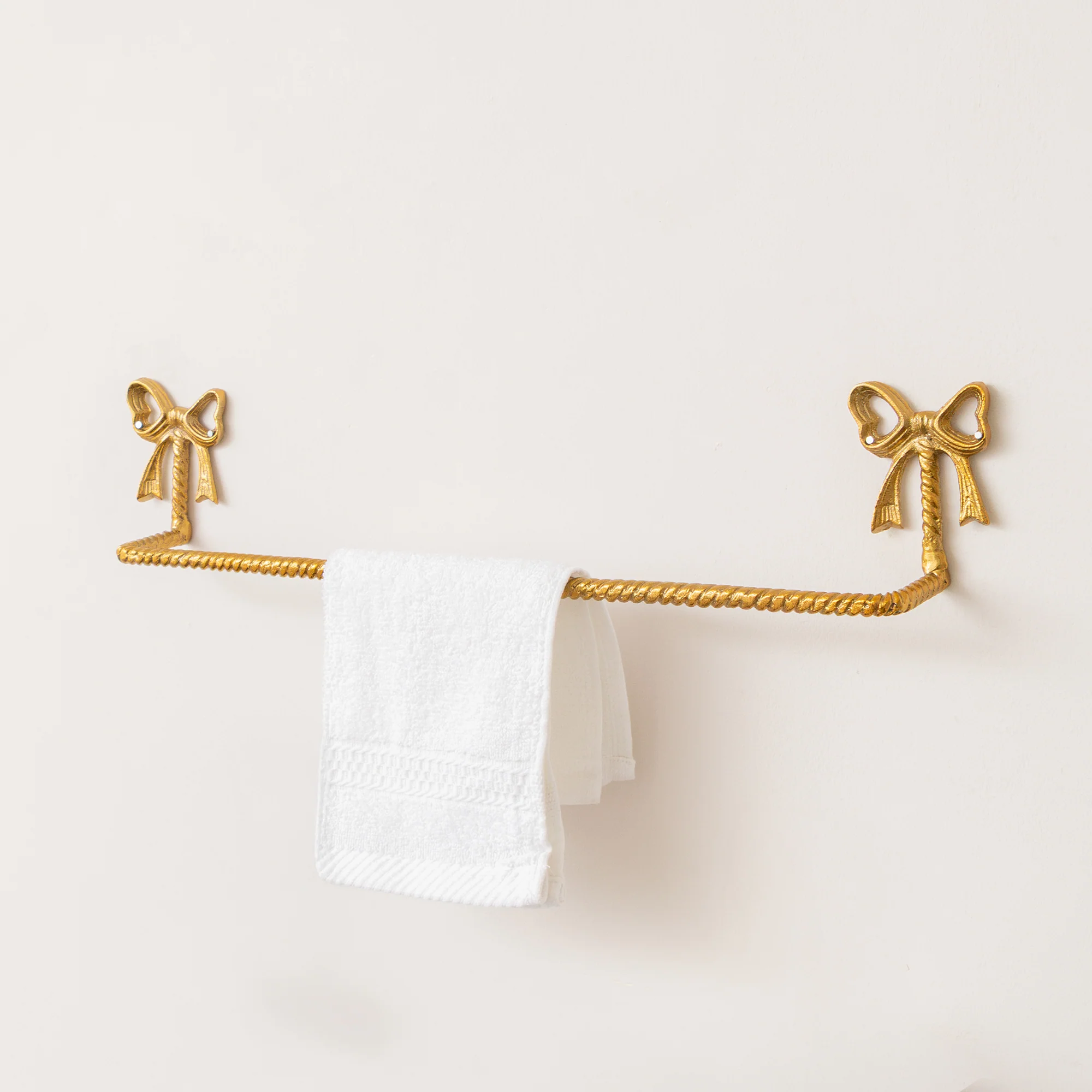 Innovative Metallic Gold Metal Bow Towel Rail Refined