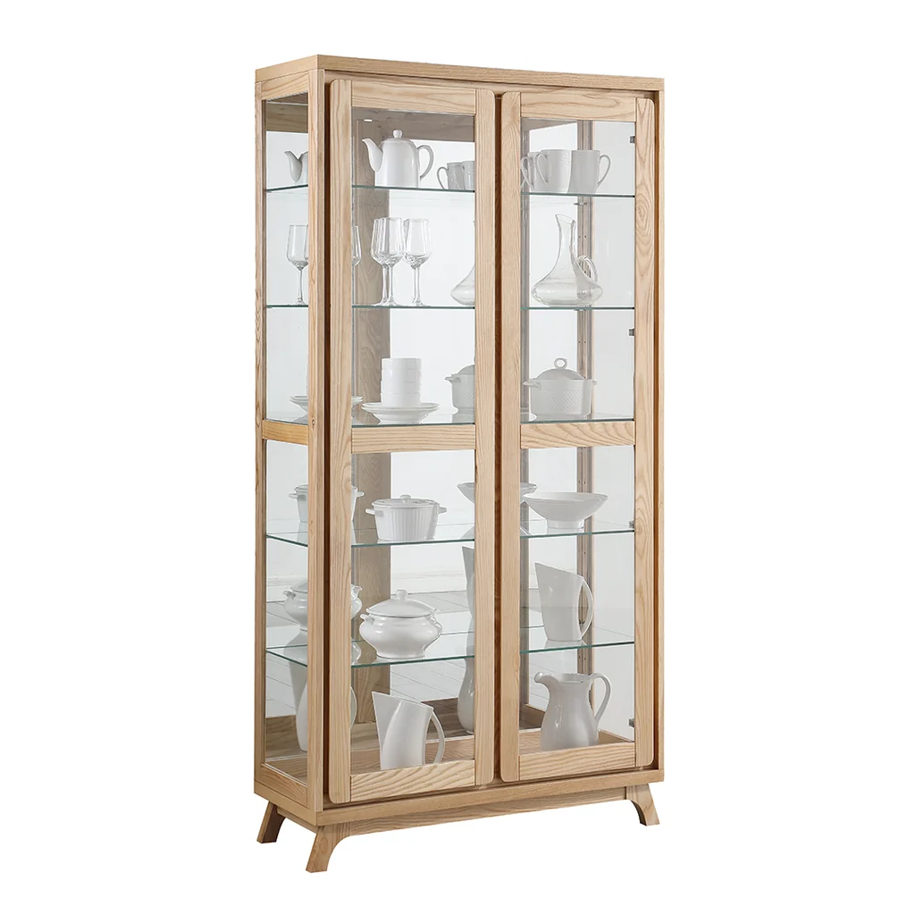 Premium Griffith 2 Door Display Cabinet Clear Finish Elite