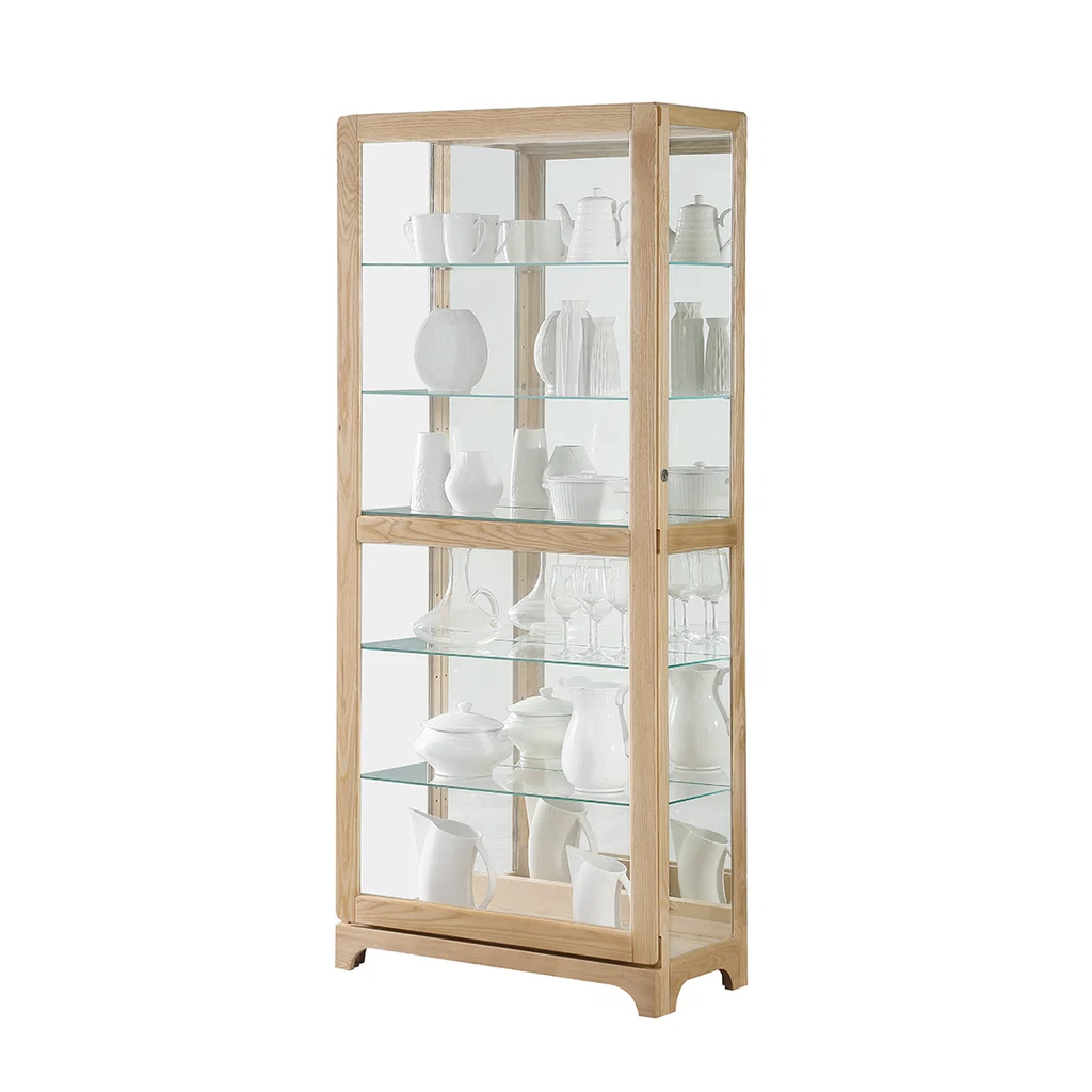 High-Quality Barossa Glass Sliding Door Display Cabinet Natural Timber Exceptional