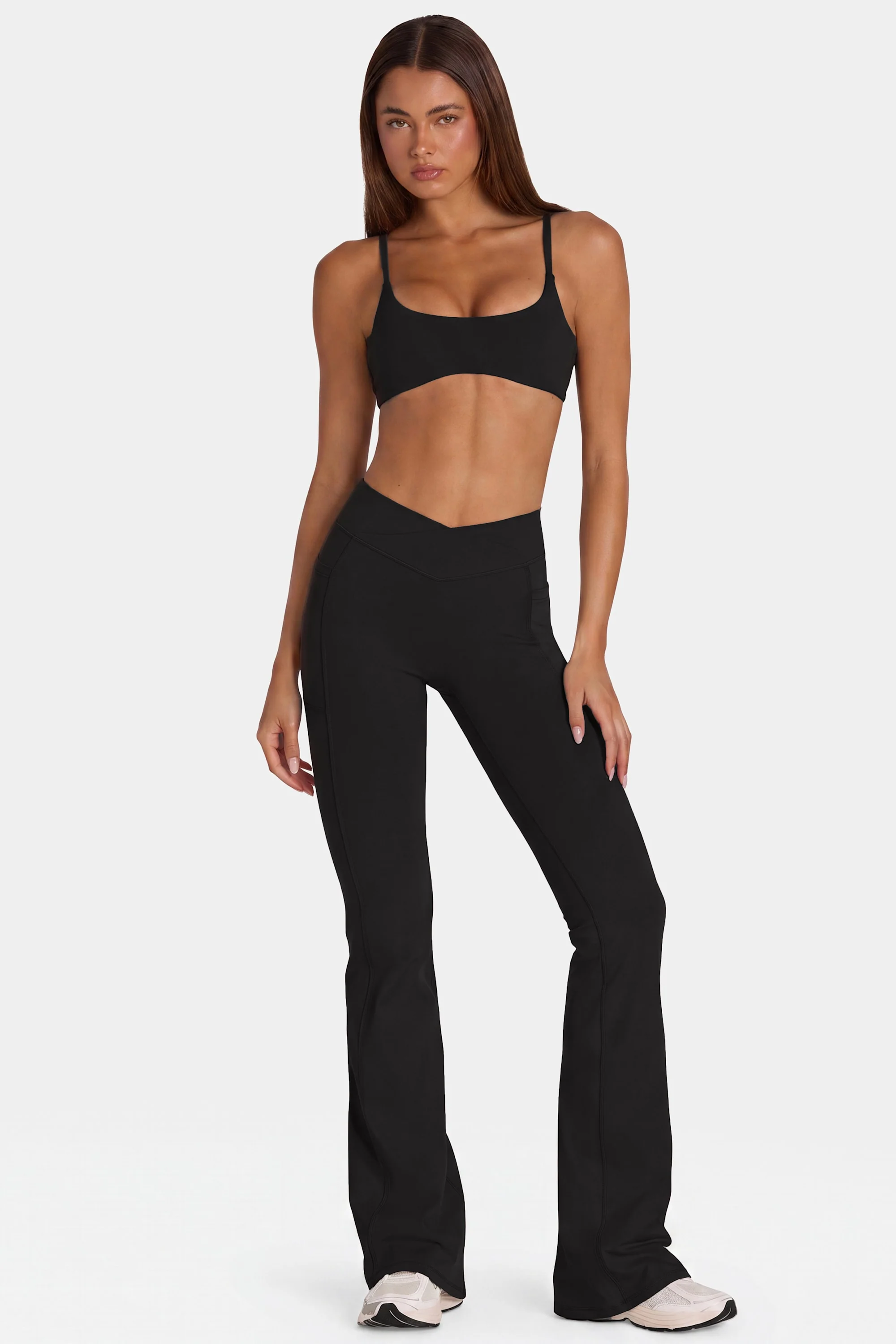 Certified Soft Active V-Waist Flared Leggings in Black Carefully Designed