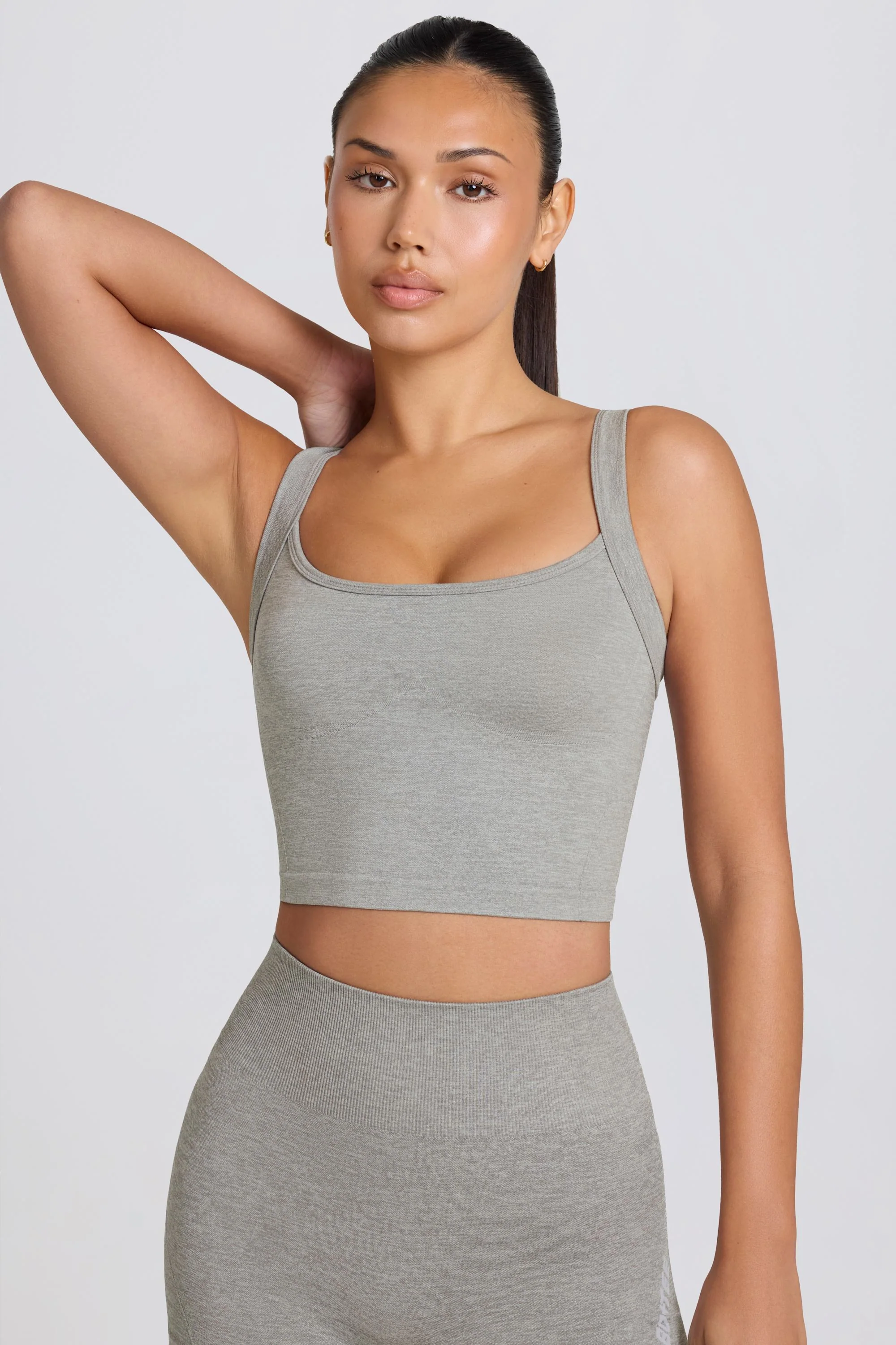 Recyclable Super Sculpt Seamless Longline Camisole Top in Grey Marl Breathable