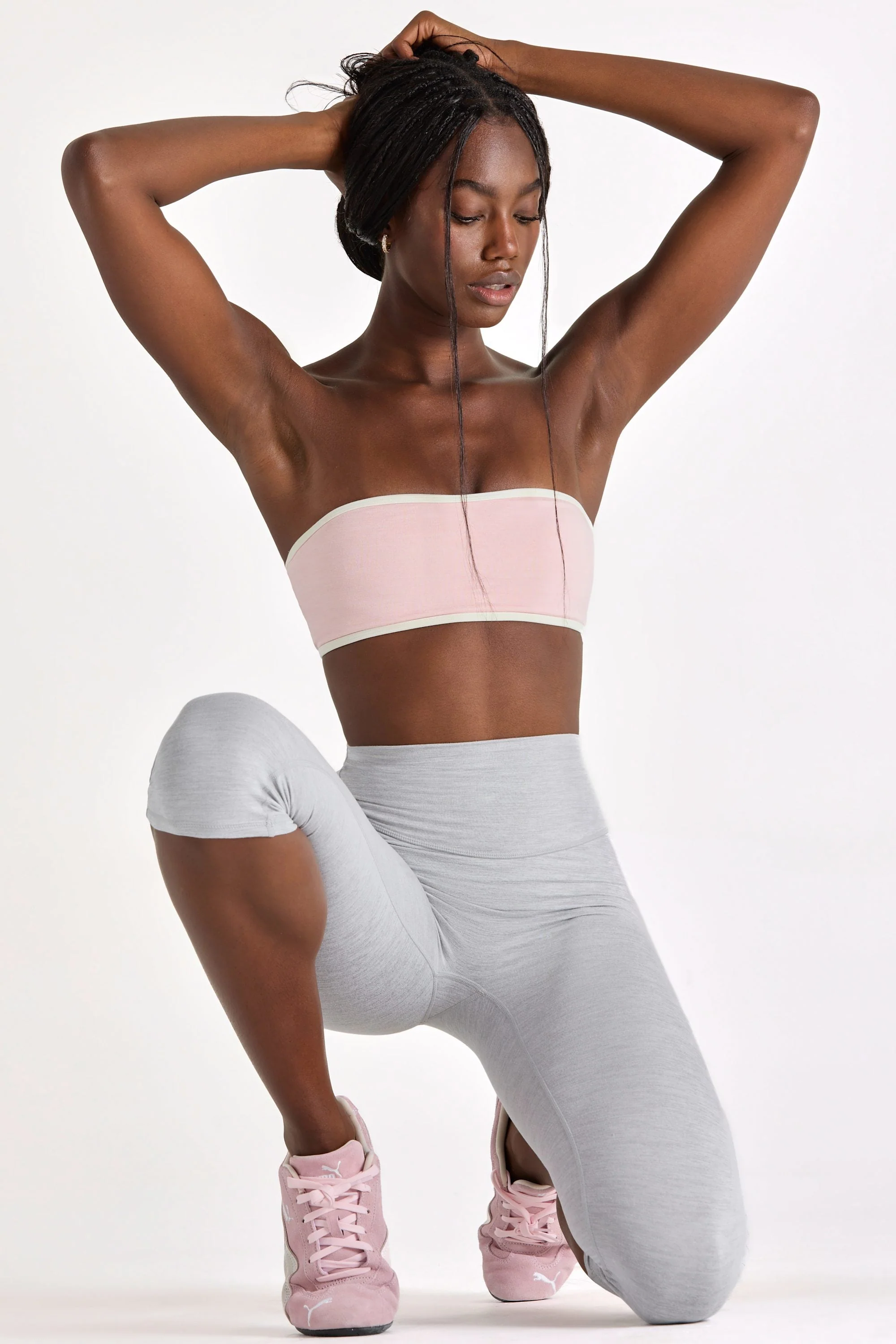 Secure Soft Active Bandeau Sports Bra in Blush Marl Contemporary