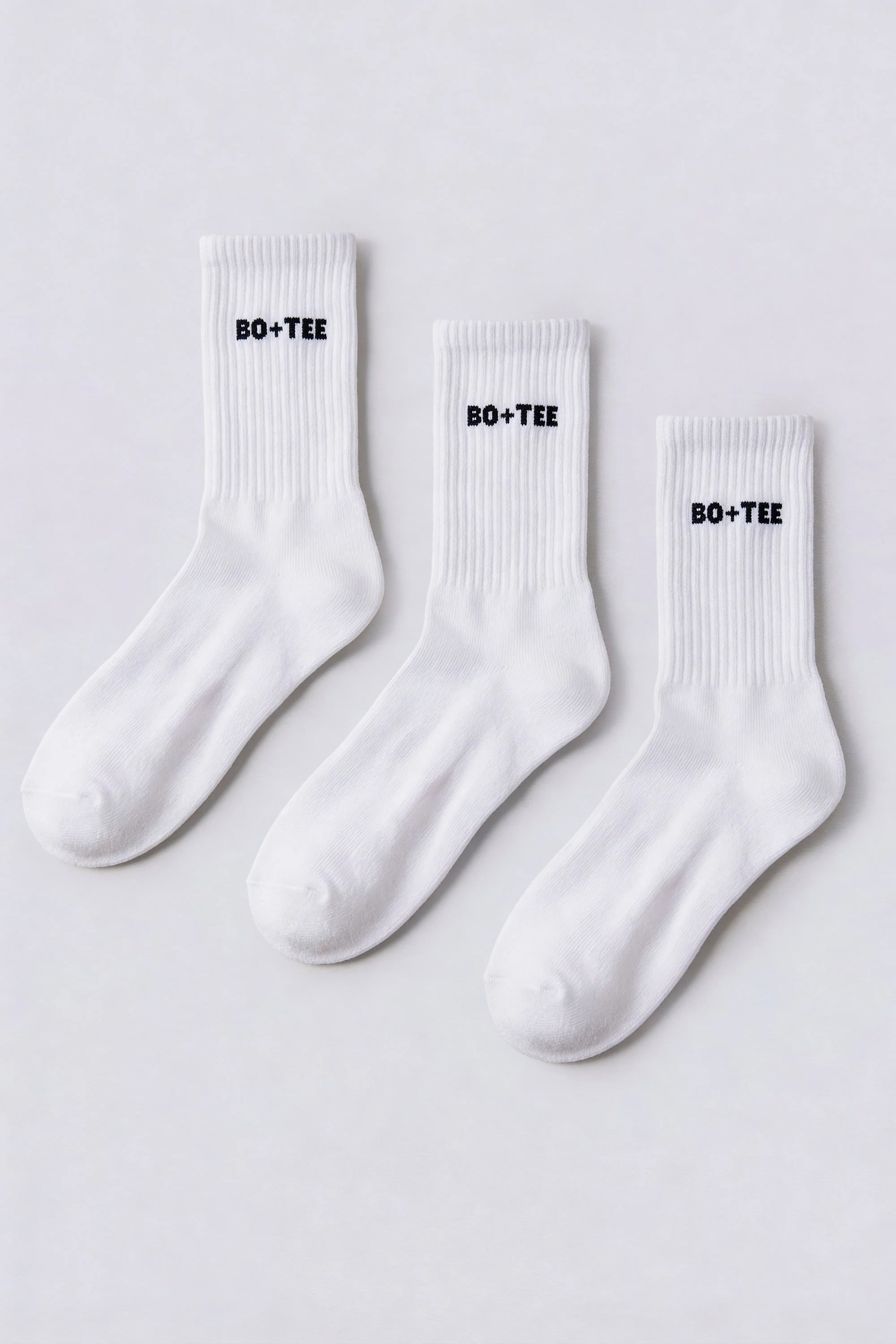 Eco-Friendly Ribbed Half-Crew 3-Pack Socks in White Carefully Designed