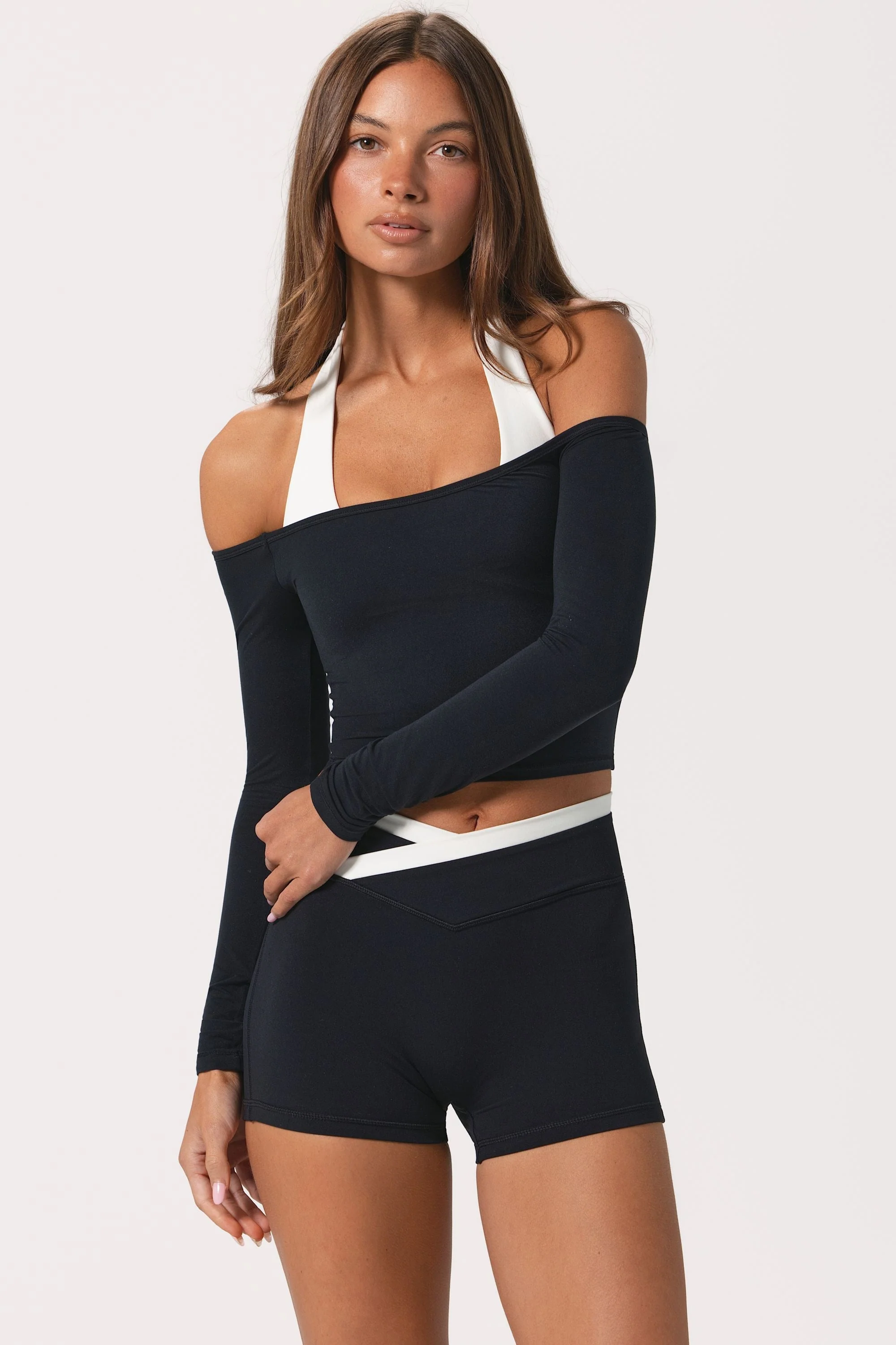 Proven Soft Jersey Off-Shoulder Top in Black Lightweight