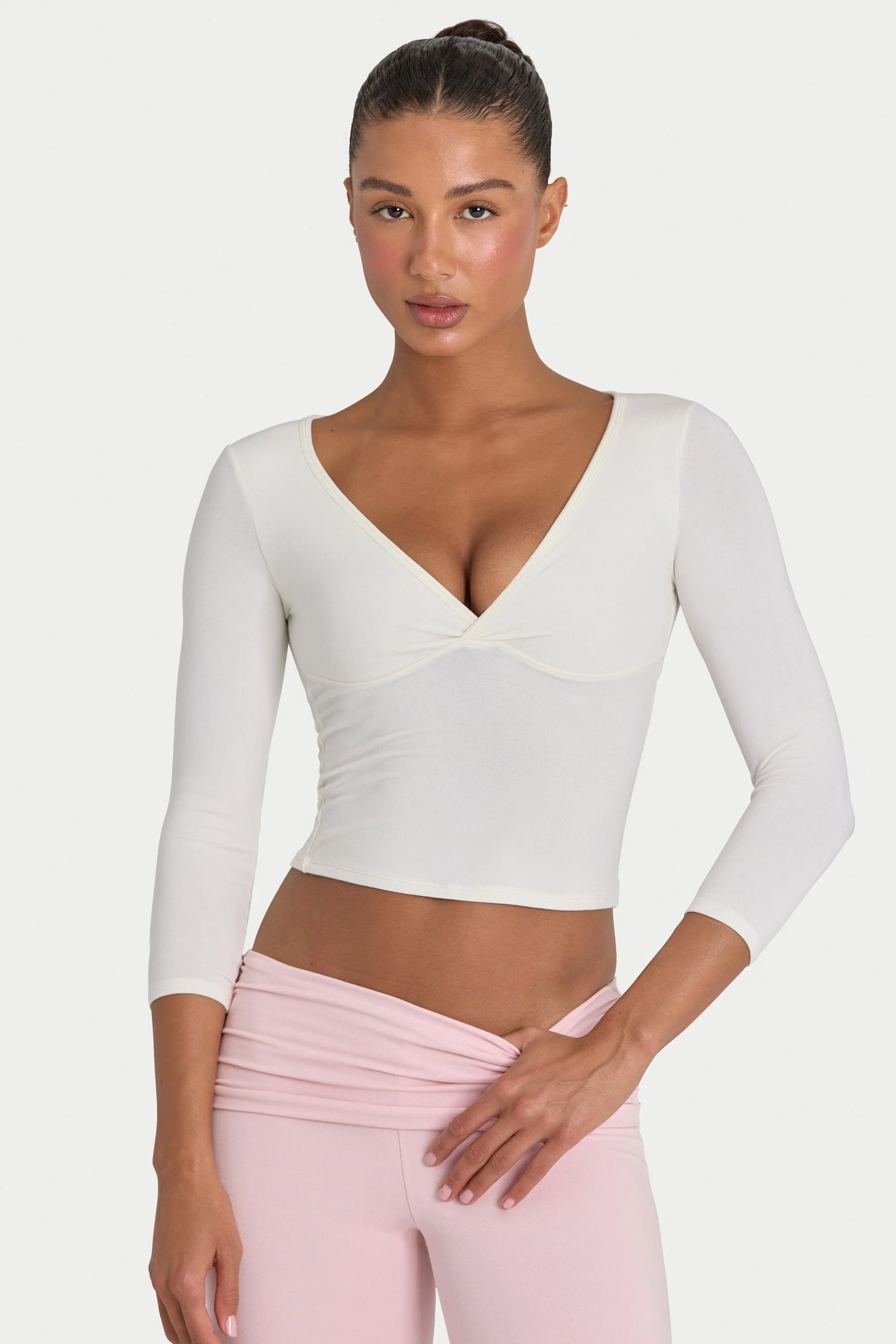 Specialty ButterCloud™ 3 4 Sleeve Top in Coconut Reusable
