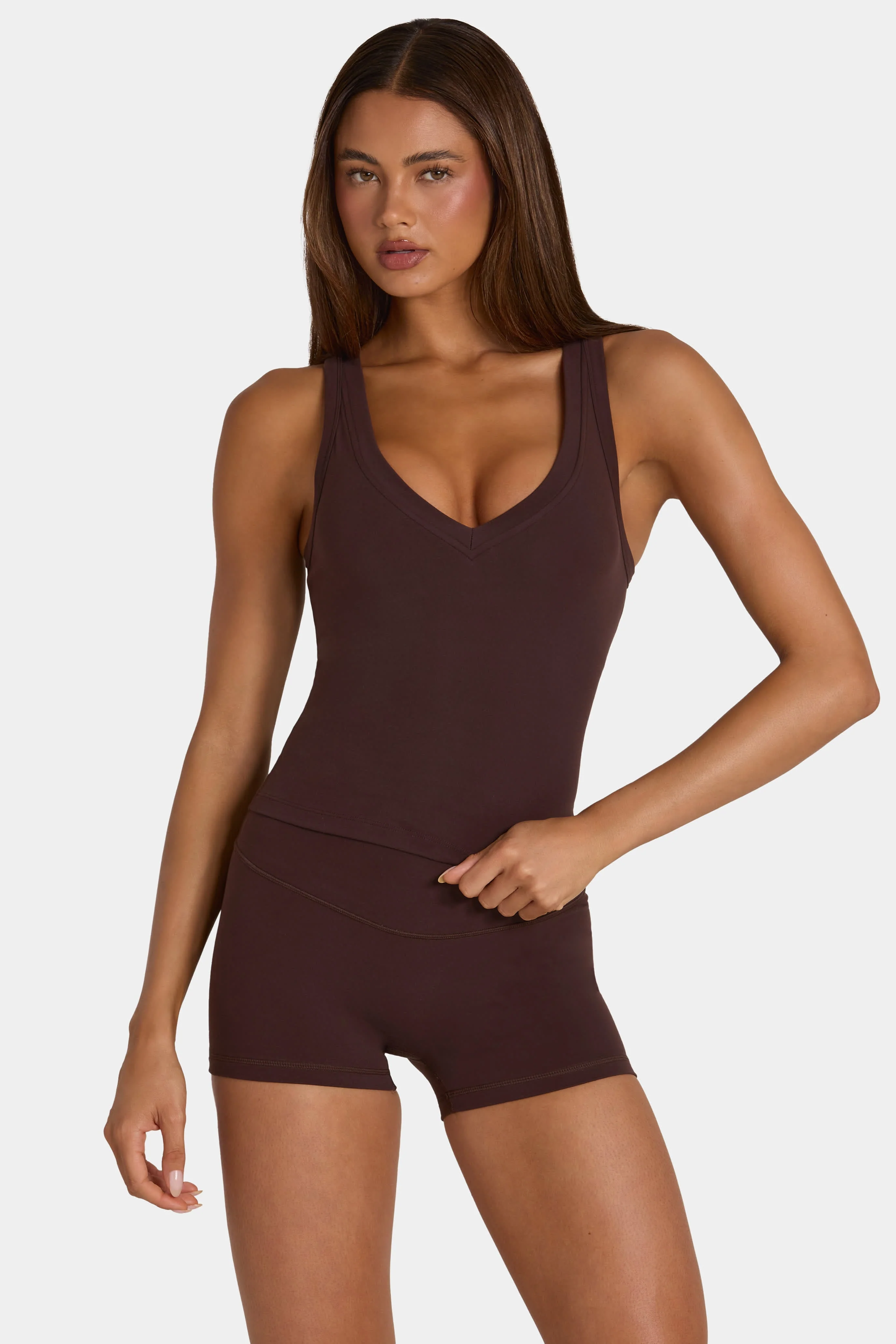Eco-Friendly Soft Active Tank Top in Espresso Premium Material