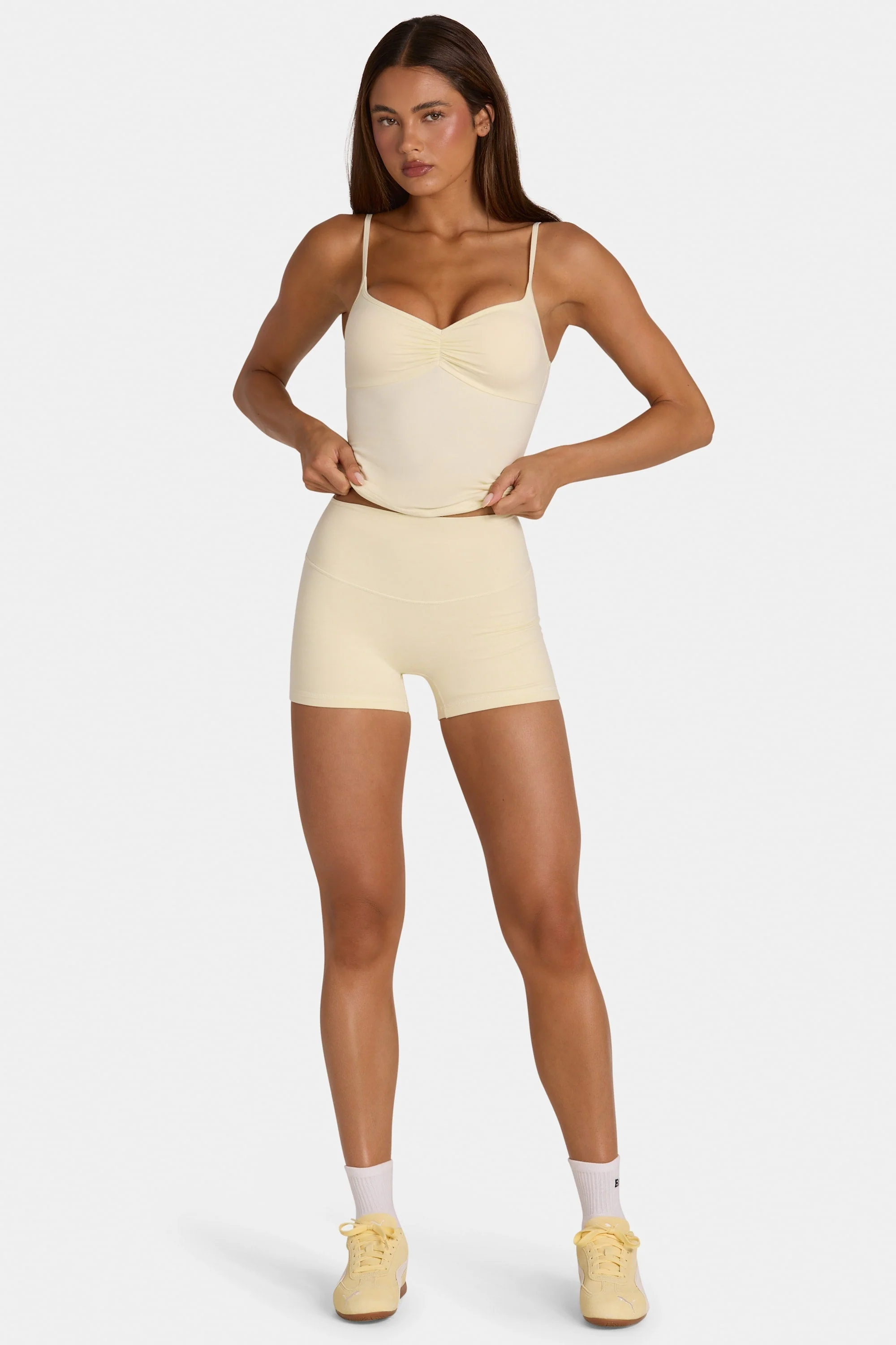 Official Soft Active Mini Shorts in Lemon Marl Easy-to-Use