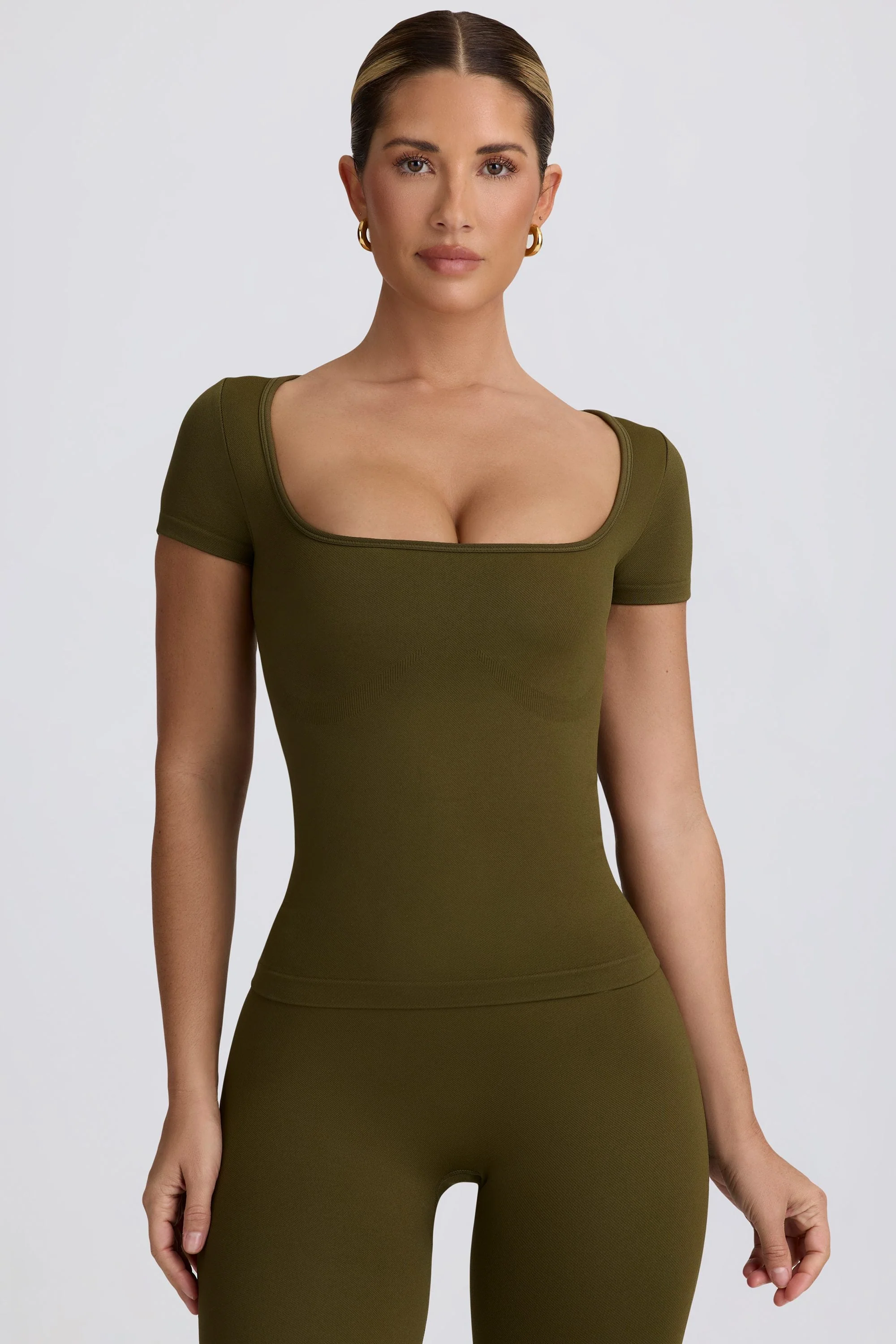 Reusable Super Sculpt Seamless T-Shirt in Dark Green Exclusive