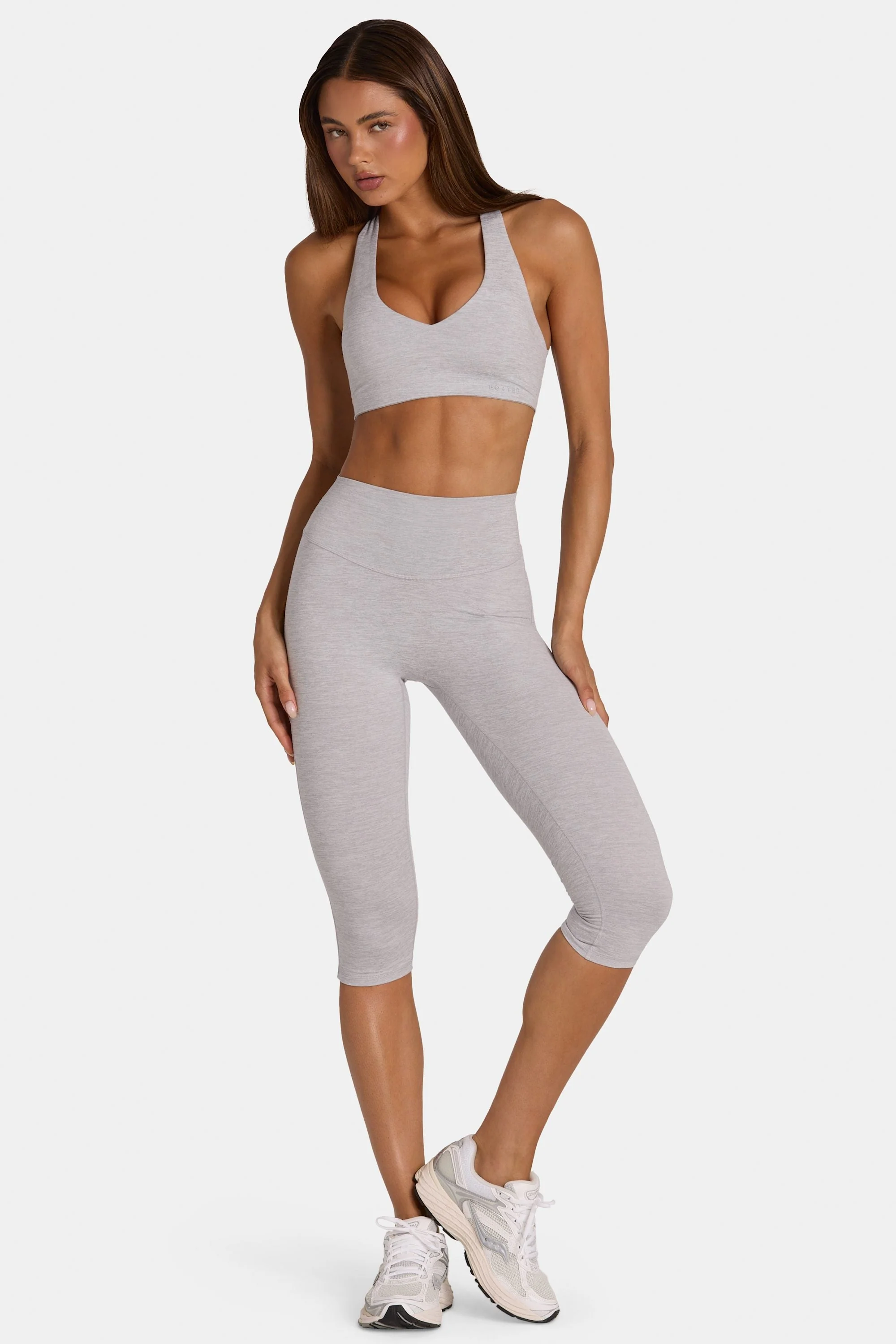 Recyclable Soft Active Capri Leggings in Grey Marl Clean