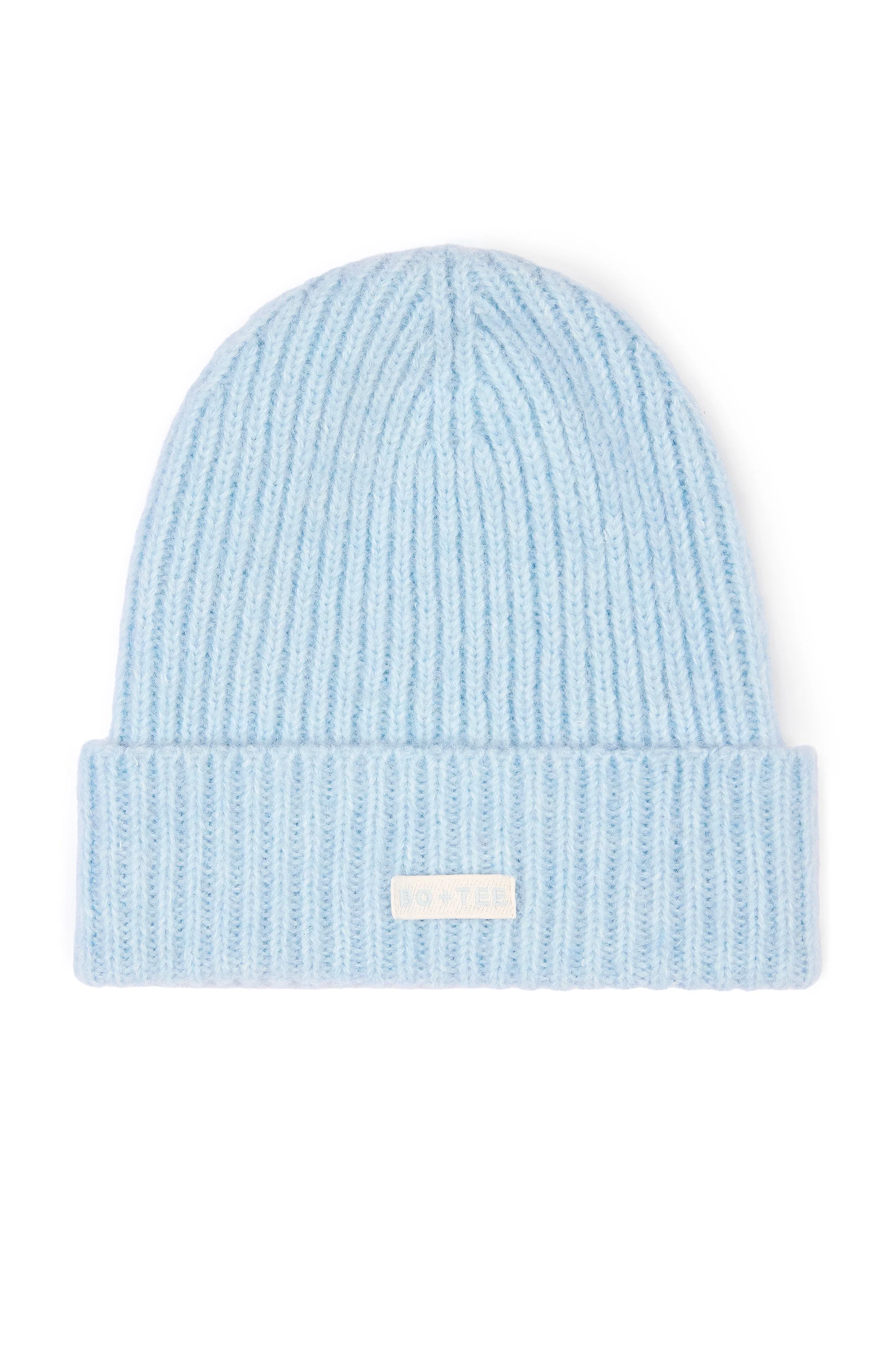 Fast Ribbed Knit Beanie Hat in Powder Blue Fine