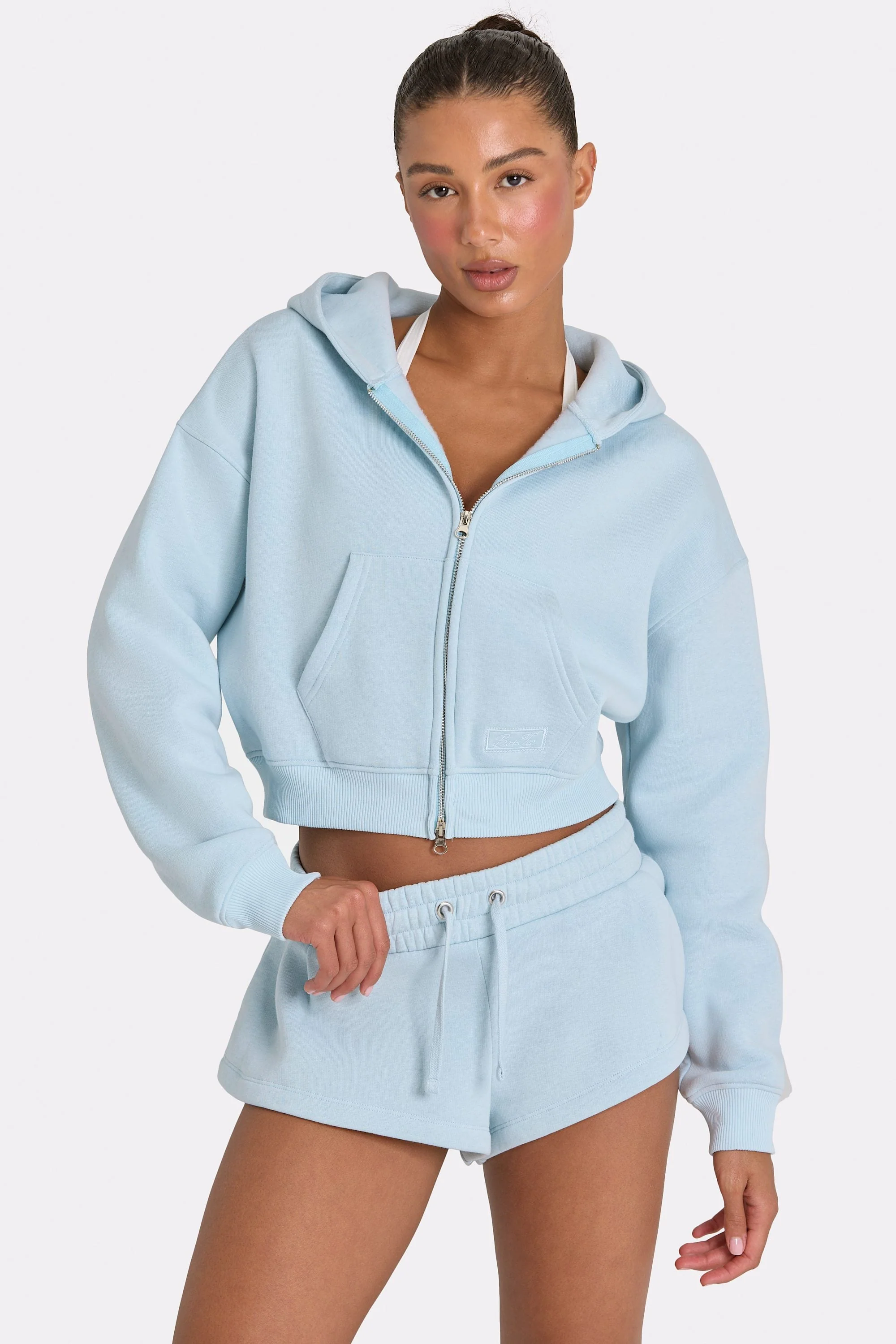 Soft Oversized Zip-Up Hoodie in Powder Blue Durable