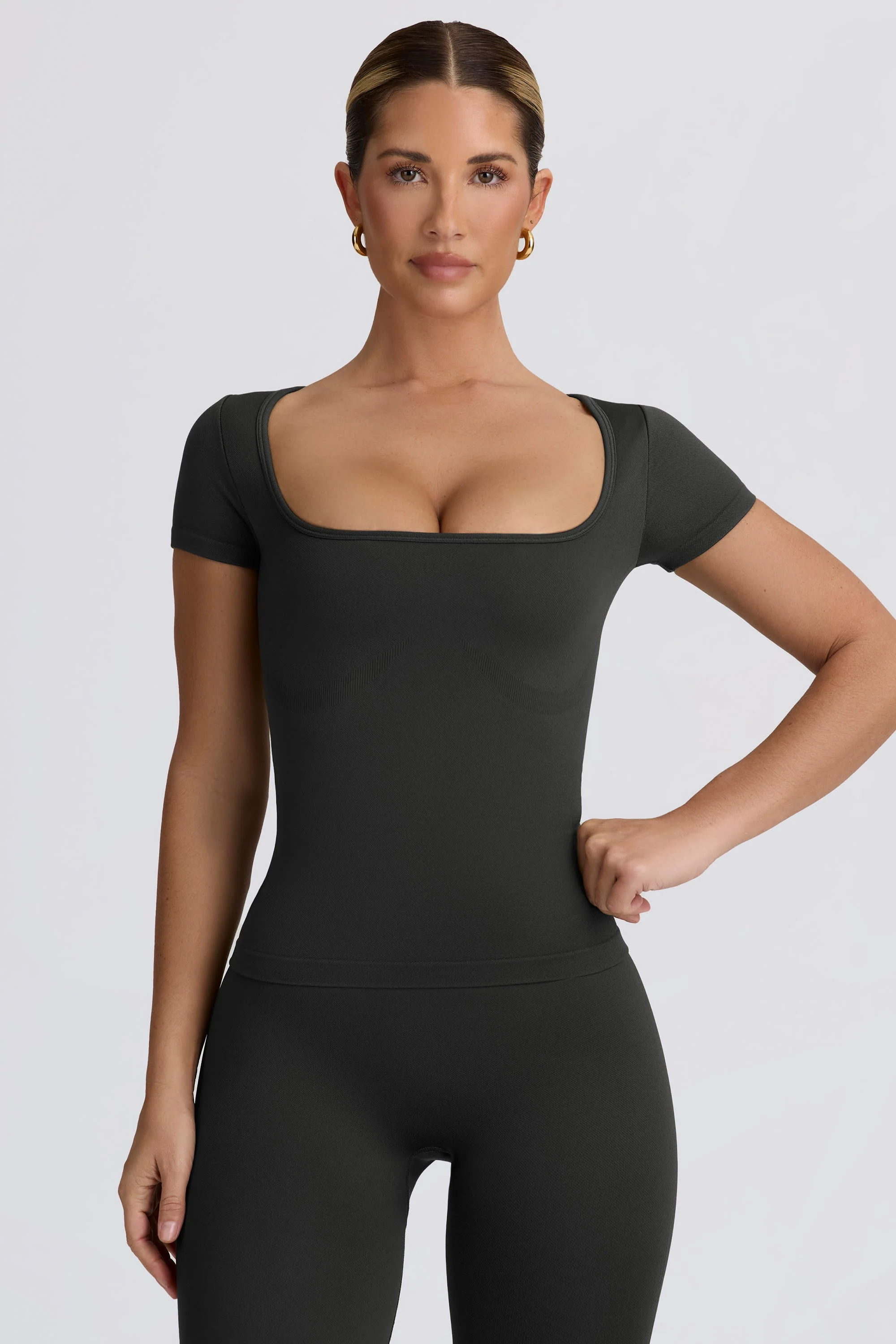Recyclable Super Sculpt Seamless T-Shirt in Ash Flexible