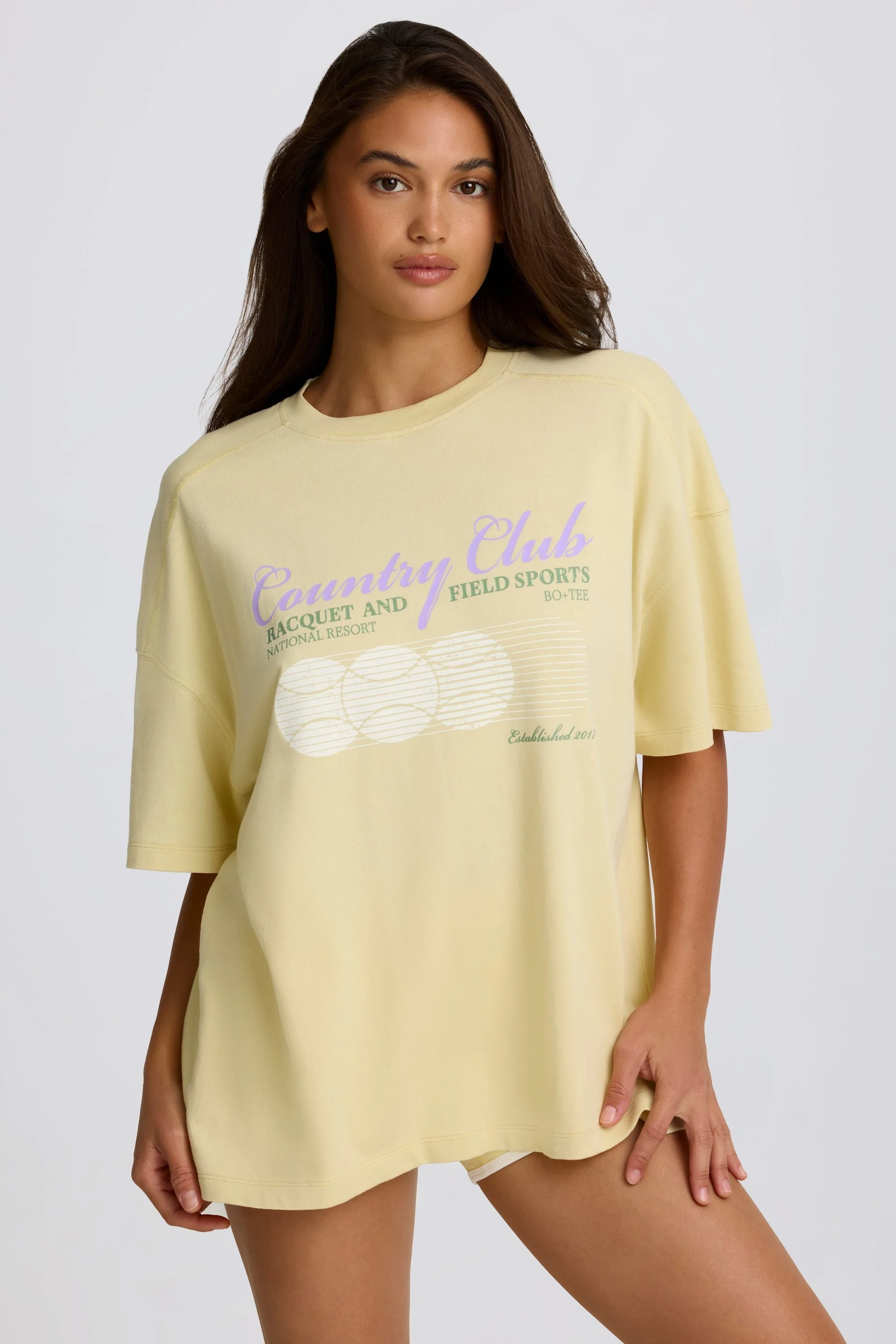 Sophisticated Oversized Graphic T-Shirt in Lemon High-Grade