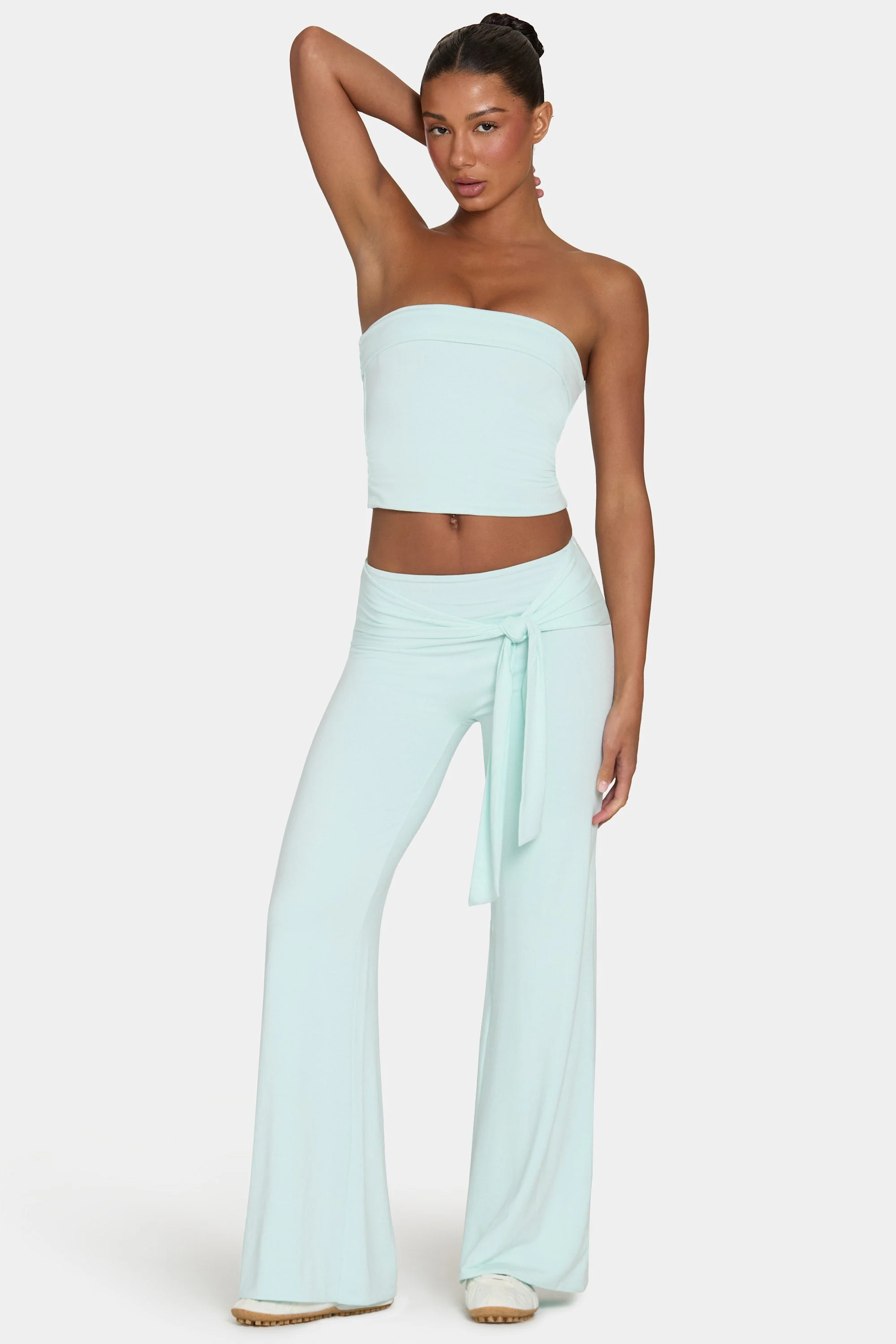 Trendy ButterCloud™ Tie-Waist Wide-Leg Trousers in Peppermint High-Quality