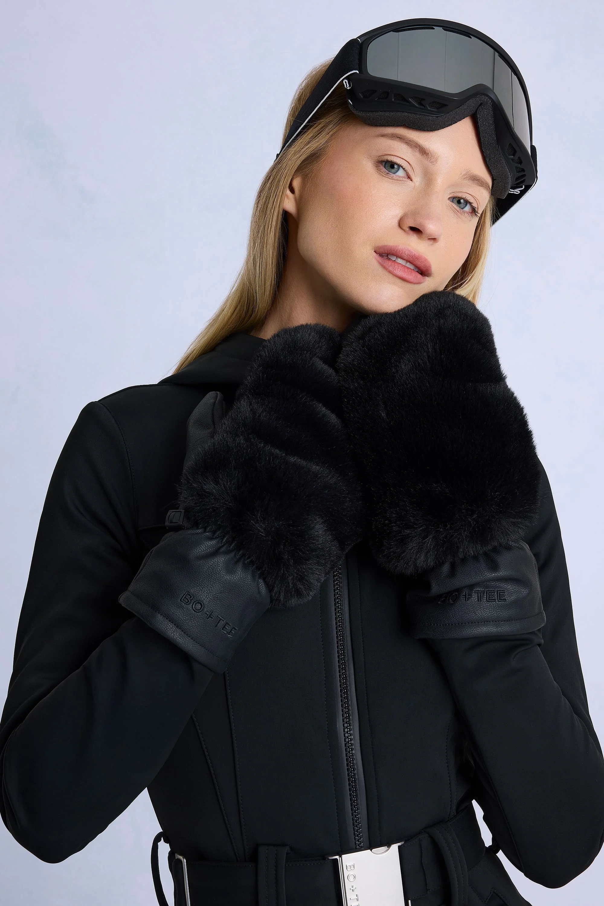 Breathable Faux-Fur Gloves in Black Next-Generation