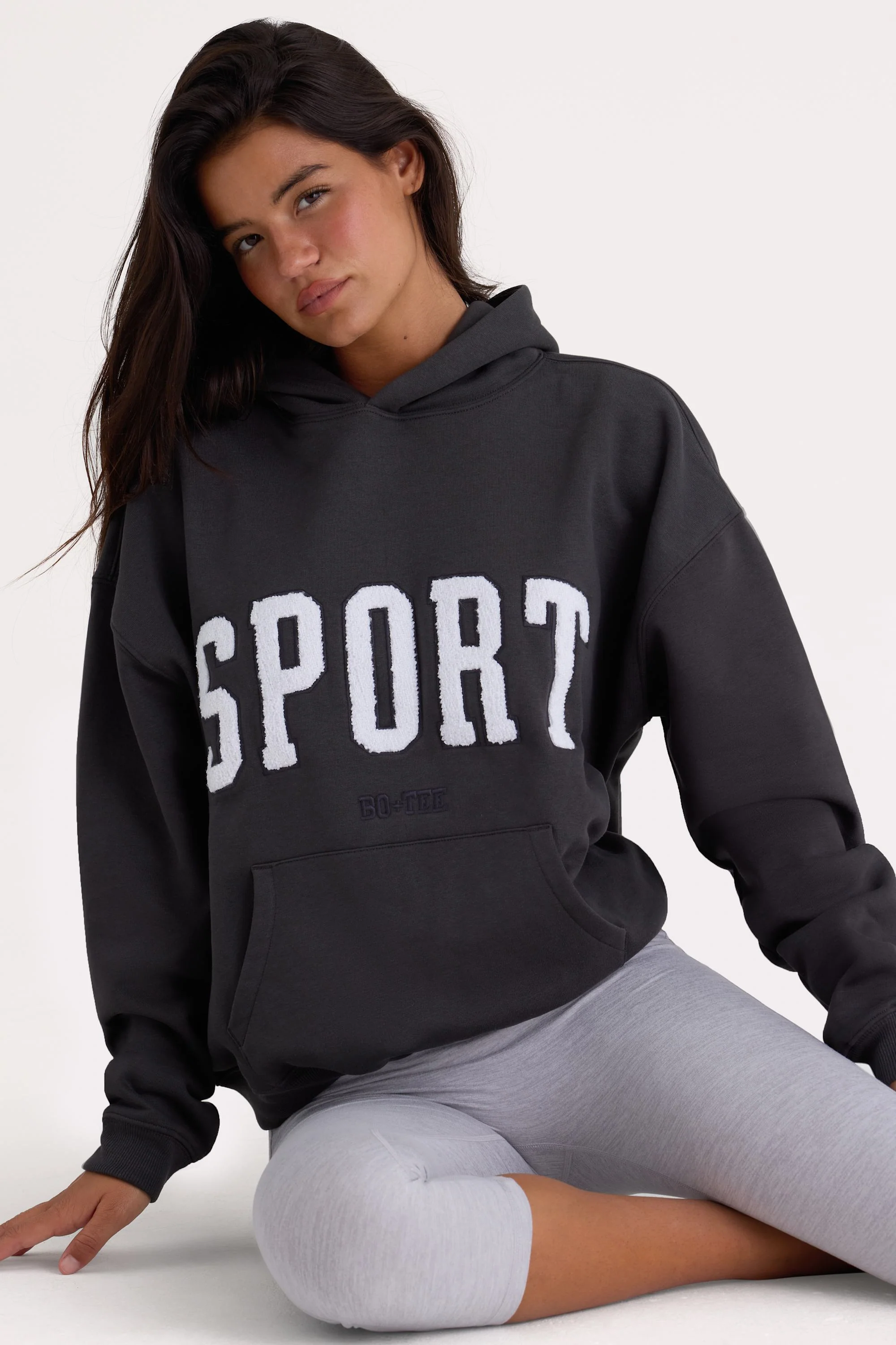 Certified Soft Cotton Fleece Oversized Hoodie in Black Premium Material