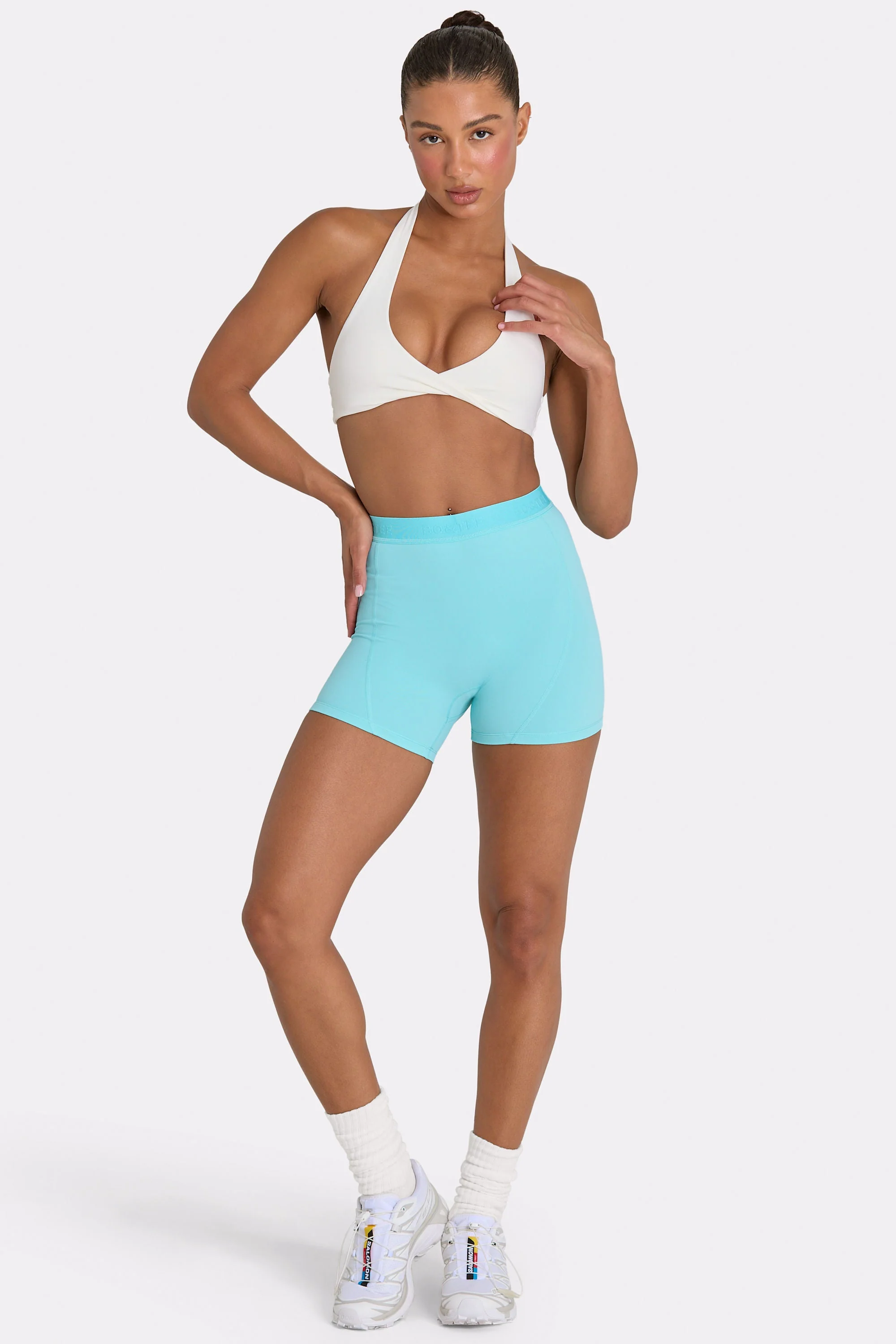 Minimalist Soft Active Mini Shorts in Aqua Quality