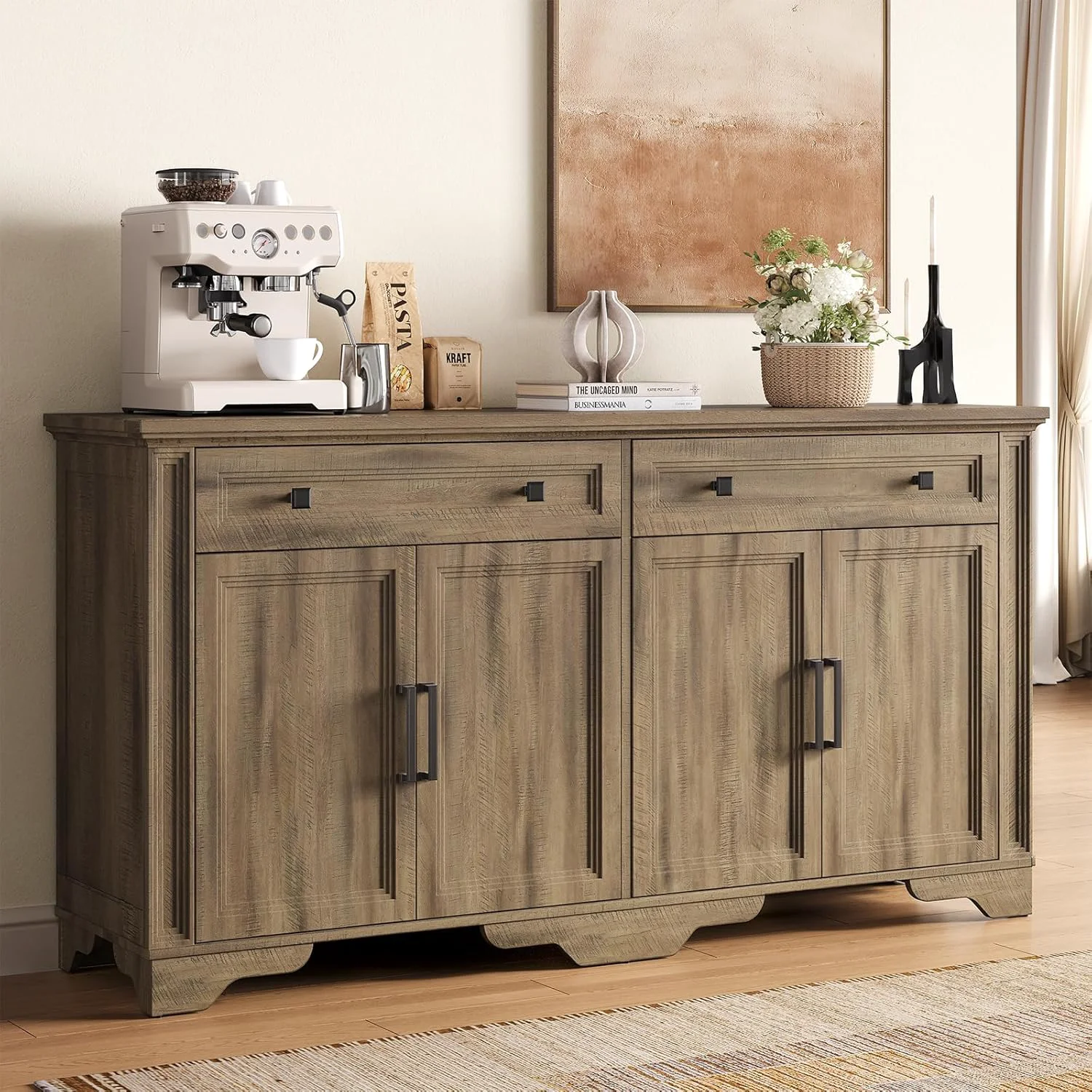 Professional Kitchen Sideboard Buffet Cabinet with Drawers Doors Coffee Bar Storage Cabinet for Living Room HallwayKitchen Sideboard Buffet Cabinet with Drawers Doors Coffee Bar Storage Cabinet for Living Room Hallway Efficient