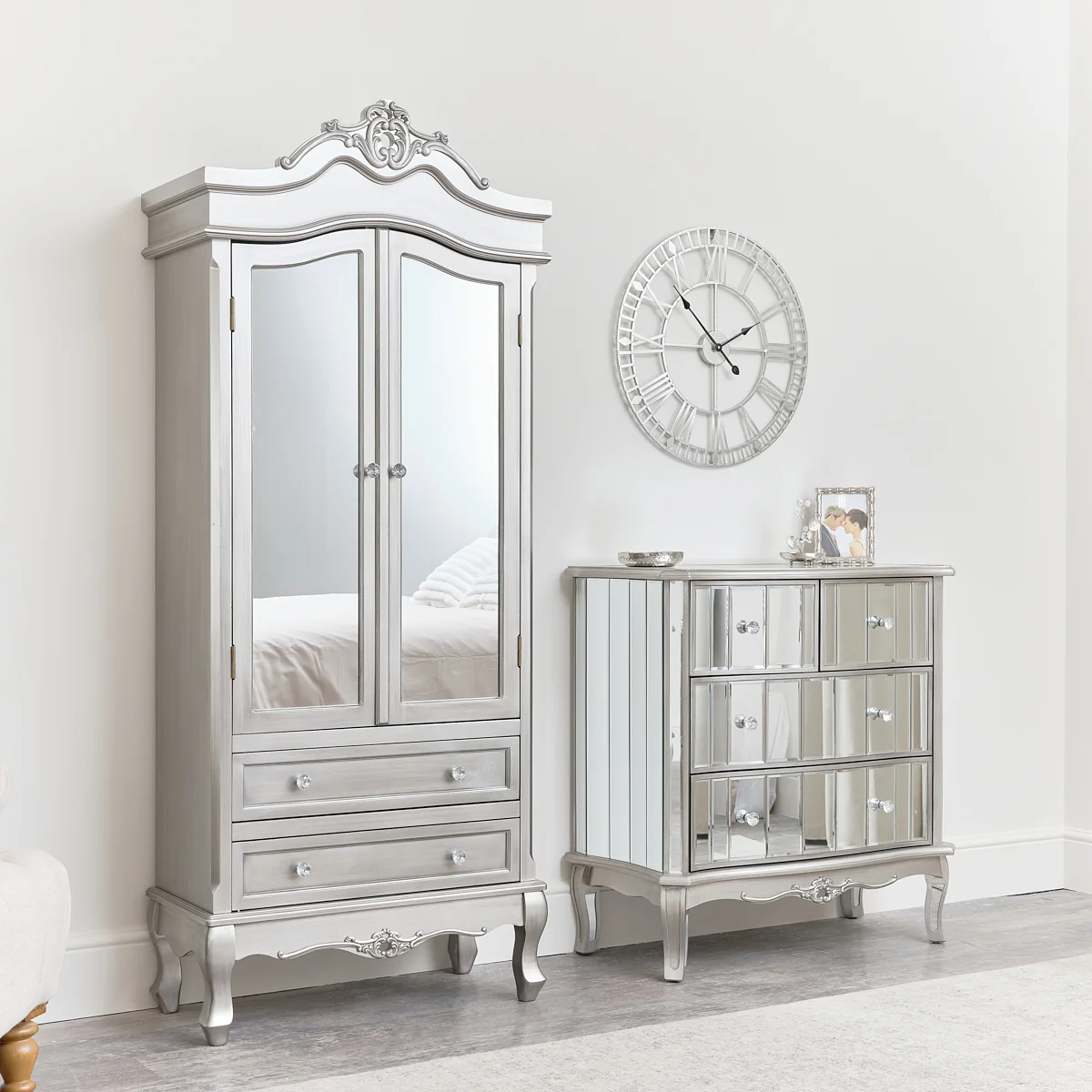 Top-Quality Mirrored Closet Chest of Drawers - Tiffany Range Responsible