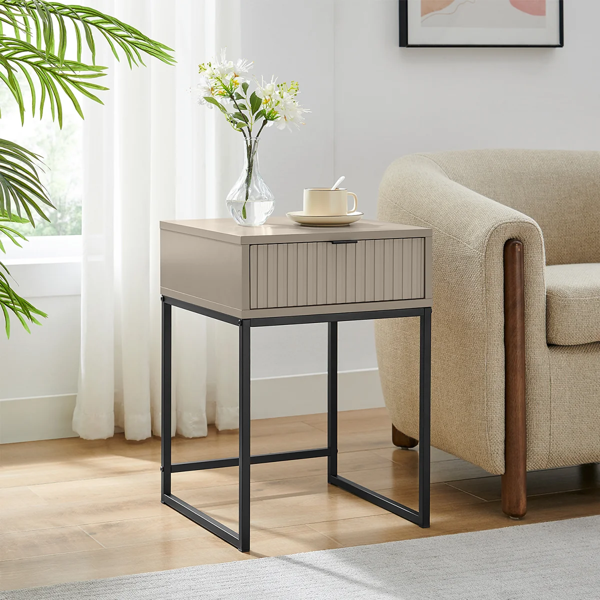 Fast One Drawer Bedside Table - Hesley Taupe Stone Range User-Friendly
