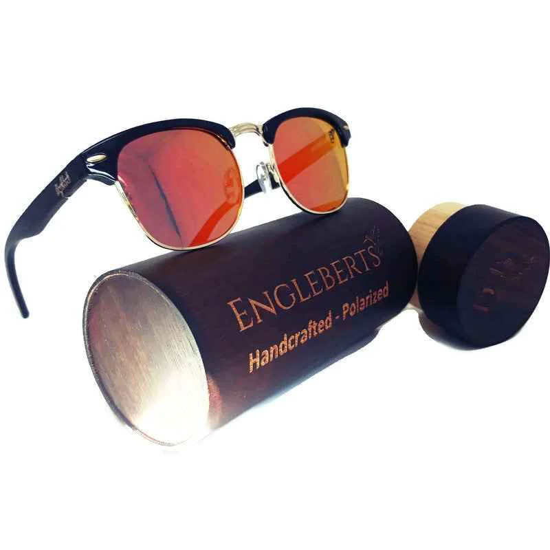Smooth Engleberts Walnut Wood Polarized Sunglasses with Bamboo Case - UV400 Protection Clean