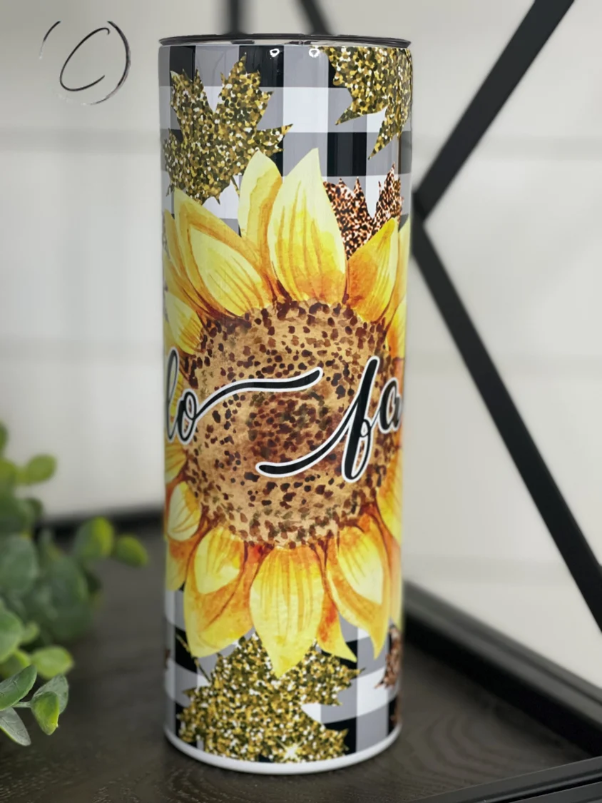 Specialty Hello Fall Sunflower Tumbler 20oz - Autumn Travel Mug Premium Material