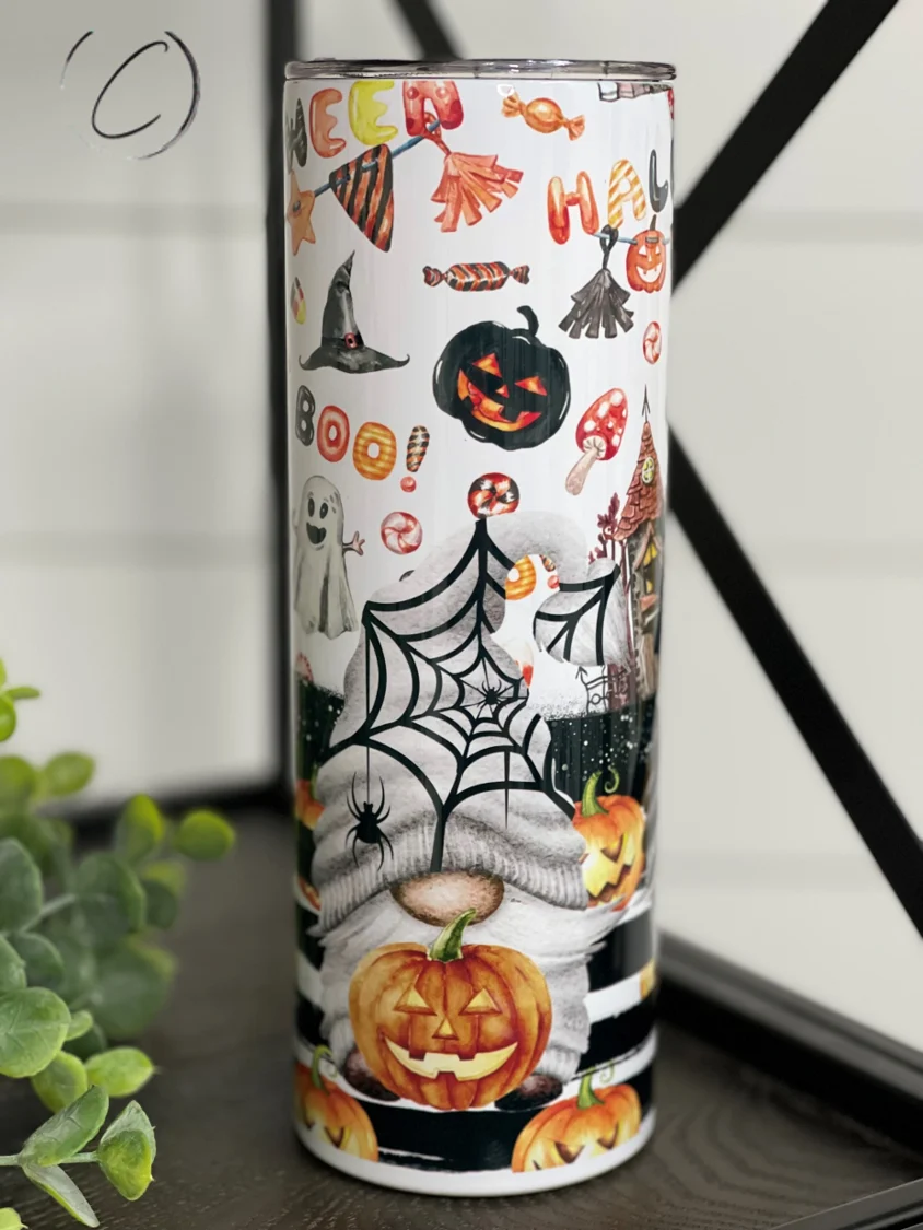Casual Gothic Gnome Tumbler with Reusable Straw - 20oz Whimsical Drinkware Unique