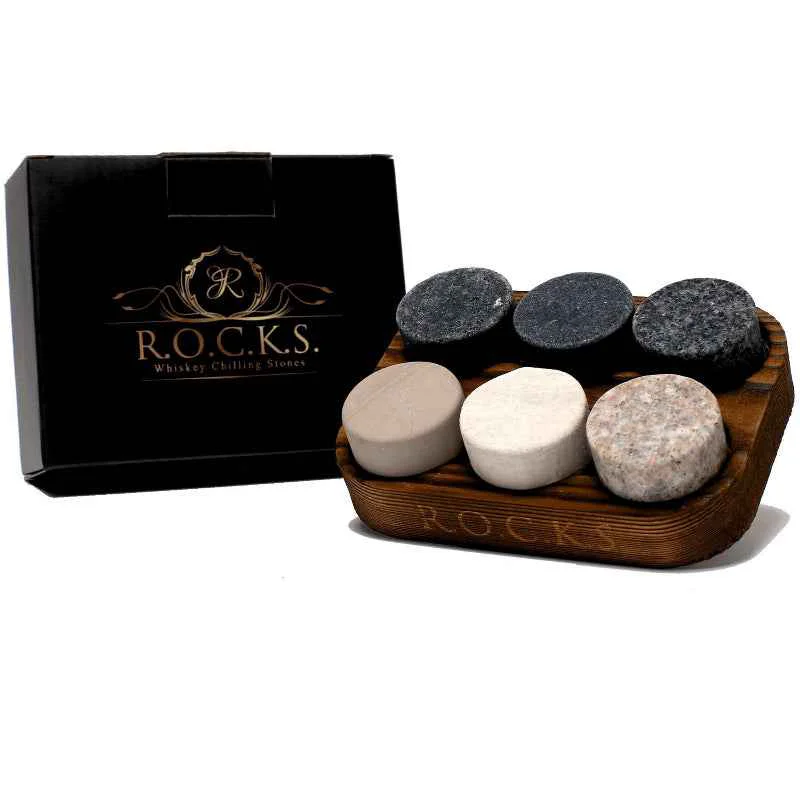 Recyclable Whiskey Stones Set - 6 Ct Premium Chilling Stones Minimalist