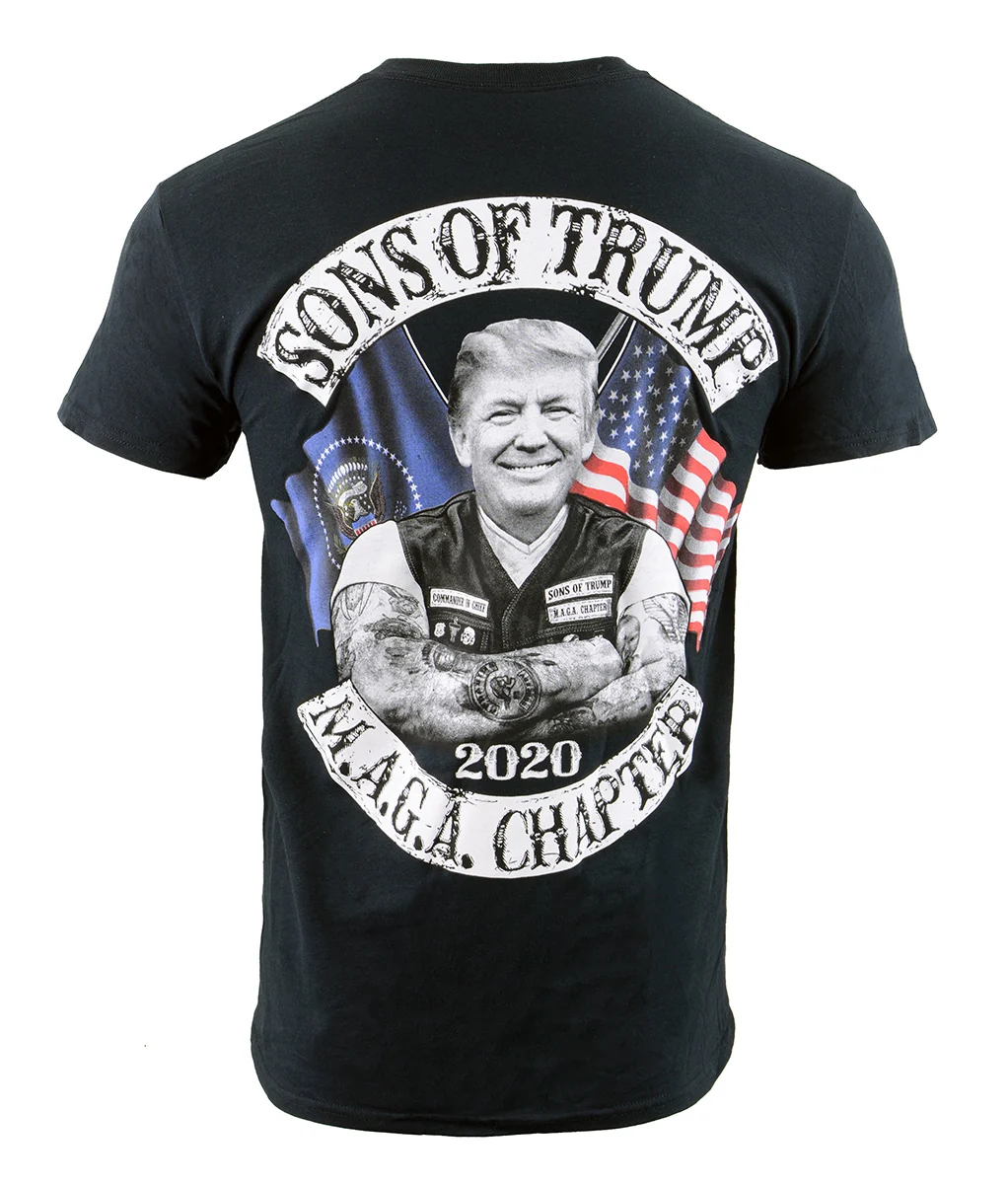 Minimalist Biker Clothing Co. BCC116007 Men's Black 'Sons of Trump' Motorcycle Cotton T-Shirt Crafted