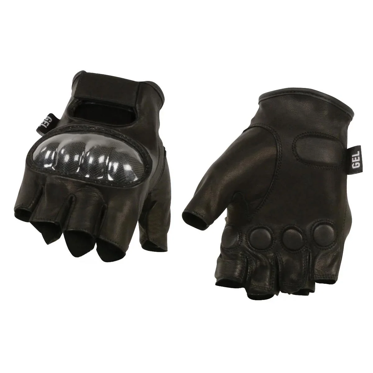 Carefully Designed M Boss Motorcycle Apparel BOS37561 Men's Black Leather Fingerless Gloves with Hard Knuckles Genuine