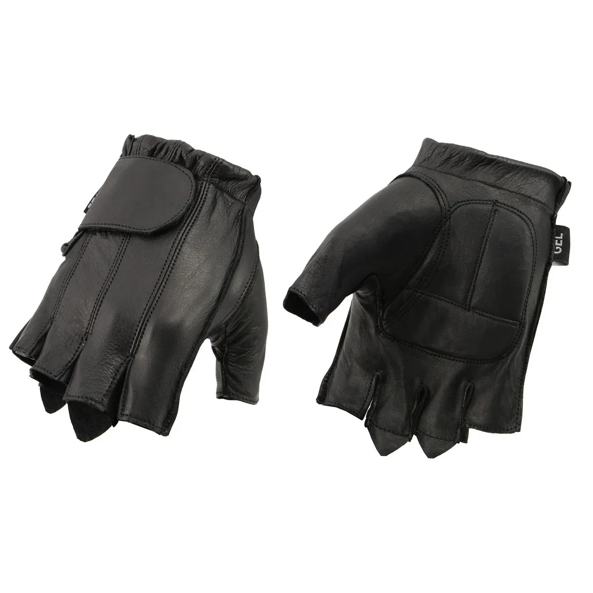 Premium Material M Boss Motorcycle Apparel BOS37565 Men's Black Gel Palm Full Panel Leather Fingerless Gloves Certified