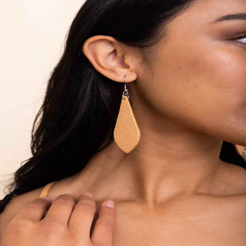 Breathable Teardrop Leather Earrings Flexible