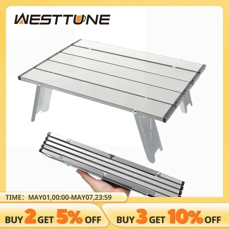 Expertly Made West Tune Mini Ultralight Aluminum Alloy Roll-Up Camping Table – 10kg Load Oxford Carry Bag 4 Colors Stylish