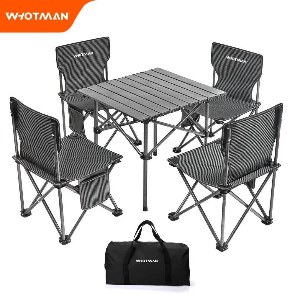 Green Portable Camping Table with Four Folding Chairs Set - Outdoor Garden Picnic Table Chair Set Waterproof Ultra-Light Folding Desk NEW ARRIVALFor your information Versatile