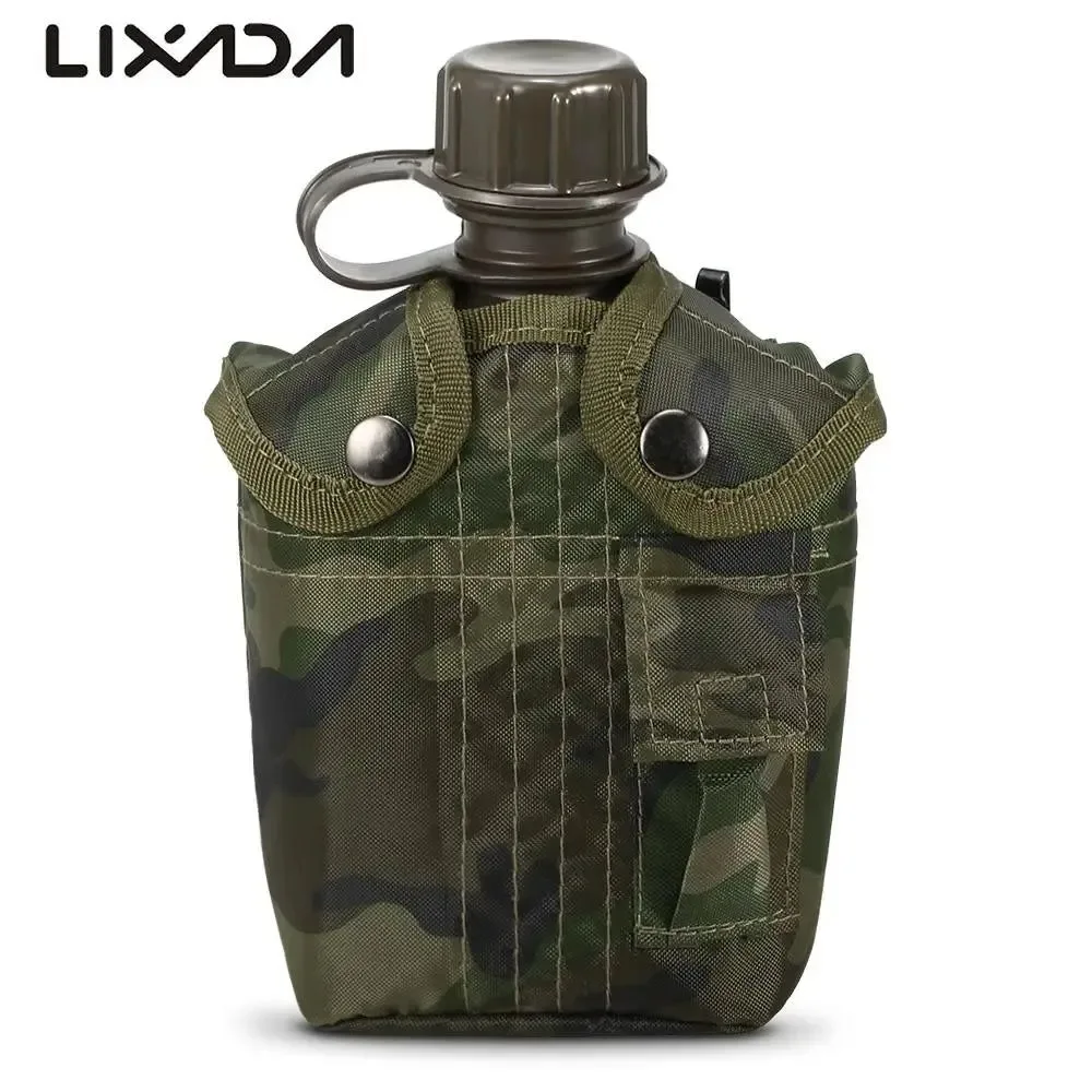 Healthy 1L Military Tactical Water Bottle Set – BPA- Canteen with Felt Pouch Cup for Camping Hiking Survival User-Friendly
