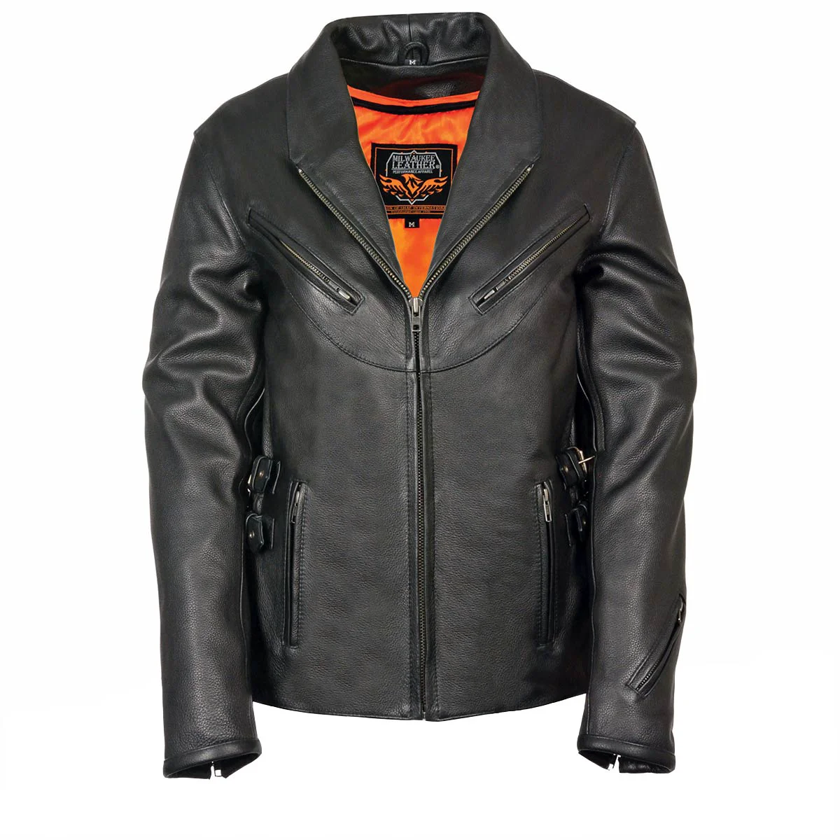 Smooth Milwaukee Leather MLL2510 Ladies Black Leather Vented Jacket With Side Buckles Selected