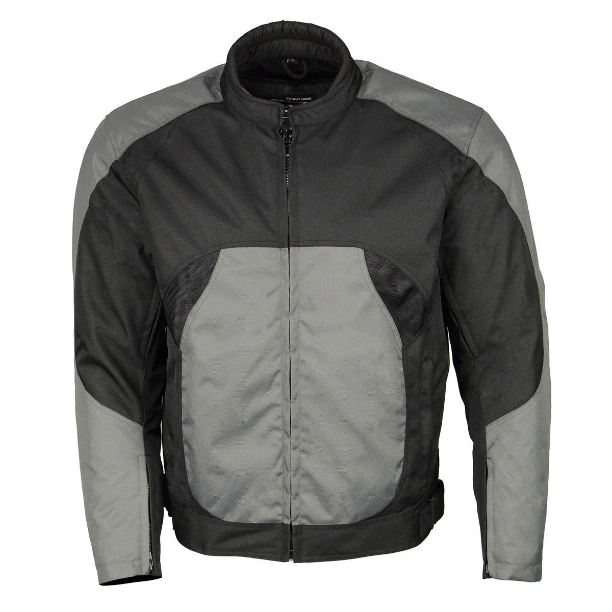First-Class M Boss Motorcycle Apparel BOS11701 Men's Black Grey Nylon Motorcycle Racer Riding Jacket with Mesh Panel Black Original Design